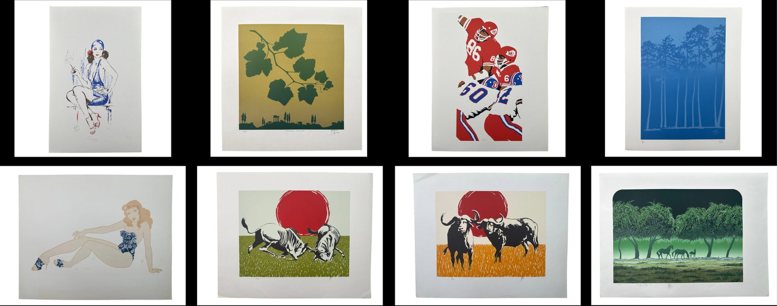 Kristine Nason Limited Edition Prints: Kristine Nason limited edition prints. Includes, "Farewell Corinth" signed lower right and numbered 40/150 lower left (Image: 14" x 14" ; Paper: 19 1/4" x 18 3/4"). "Smokey" signed lower left, titled 