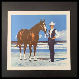 Richard McLean's "Dixie Cast" Limited Edition Print: Richard McLean's "Dixie Cast" limited edition print, signed lower right and numbered 148/200 lower left. This piece is of a woman with her horse on a white sand beach, and is in excellent condition. I