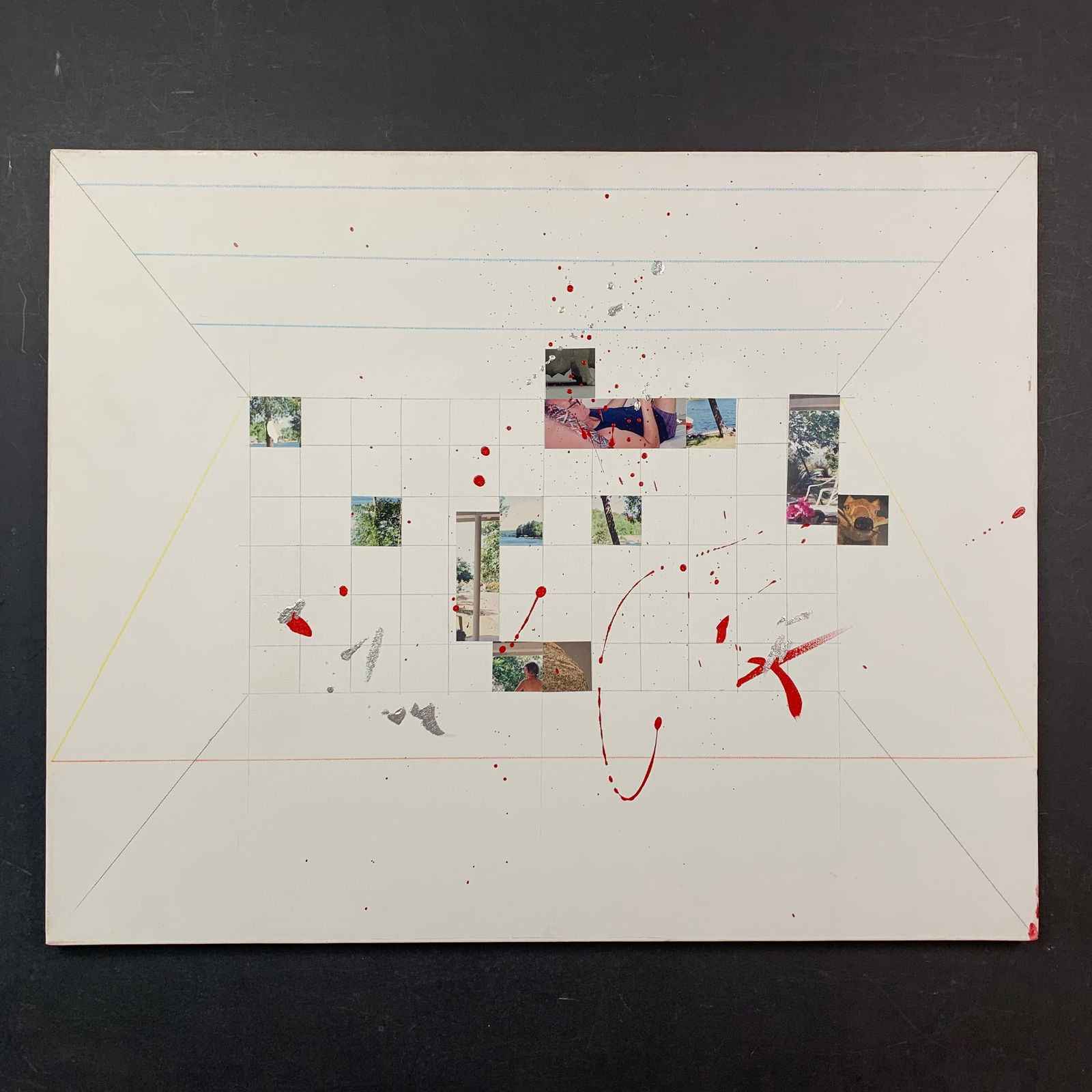 Jiri Ladocha, Untitled, Original Mixed Media on Canvas: Jiri Ladocha, Untitled, Original Mixed Media on Canvas. A mix of paint, pencil and segments of cut-out photos. This piece is signed in the lower right and is in very good condition. Image: 24" x 30".