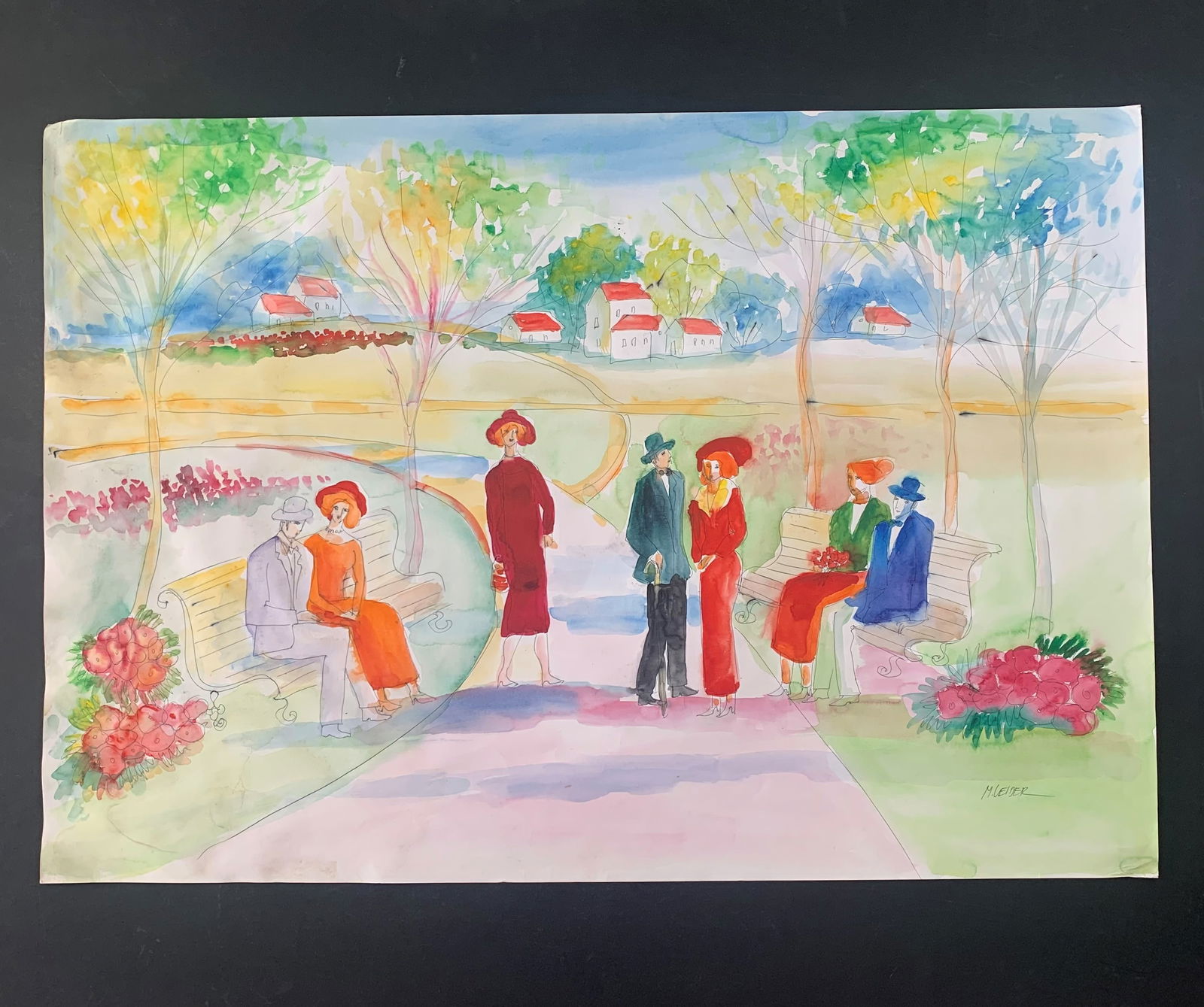 Moshe Leider Original Watercolour (1 of 1)