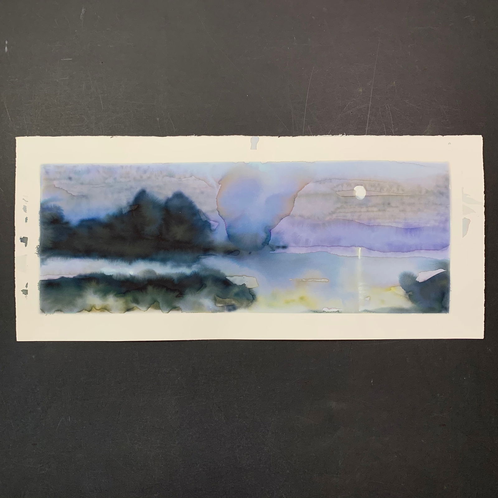 Simon Andrews, Untitled, Original Watercolor on Paper: Simon Andrews, Untitled, Original Watercolor on Paper. An abstract view of a landscape done in multiple colors. This piece is signed on the back in pencil and is in excellent condition. Image: 9 1/2"