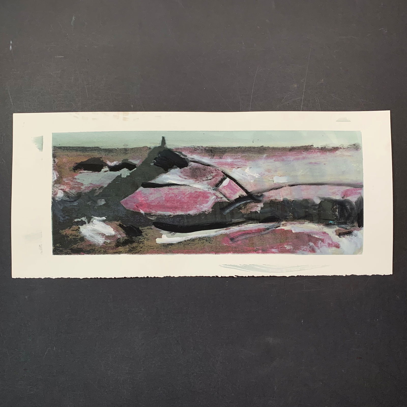 Simon Andrews, Untitled, Original Watercolor on Paper: Simon Andrews, Untitled, Original Watercolor on Paper. An abstract view of a landscape done in multiple colors. This piece is signed on the back in pencil and is in excellent condition. Image: 9 3/4"