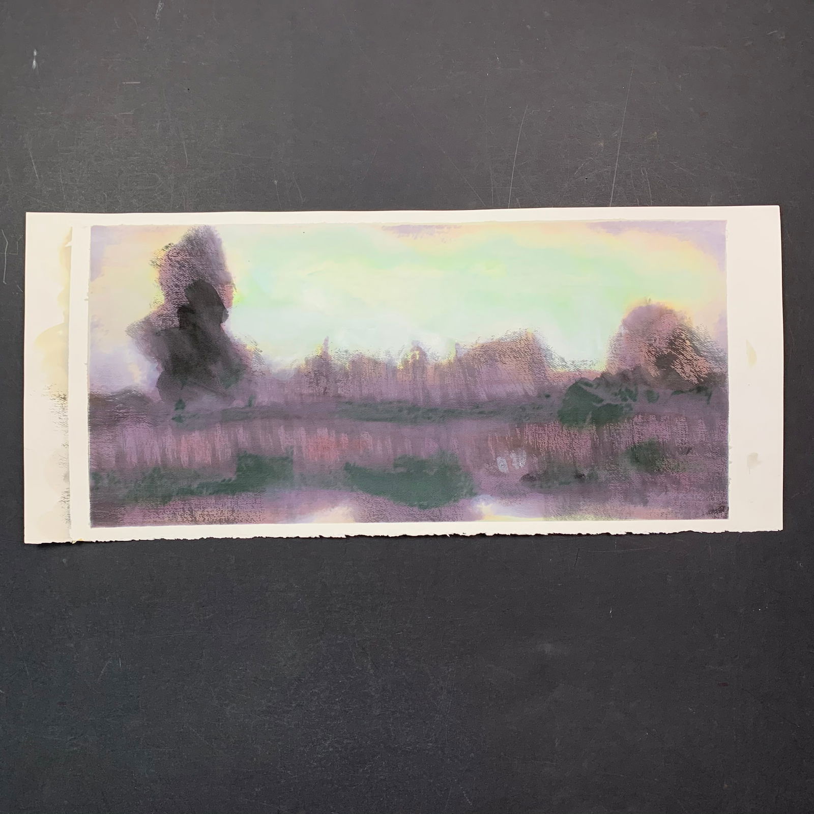 Simon Andrews, Untitled, Original Watercolor on Paper: Simon Andrews, Untitled, Original Watercolor on Paper. An abstract view of a landscape done in multiple colors. This piece is signed on the back in pencil and is in excellent condition. Image: 12" x 2