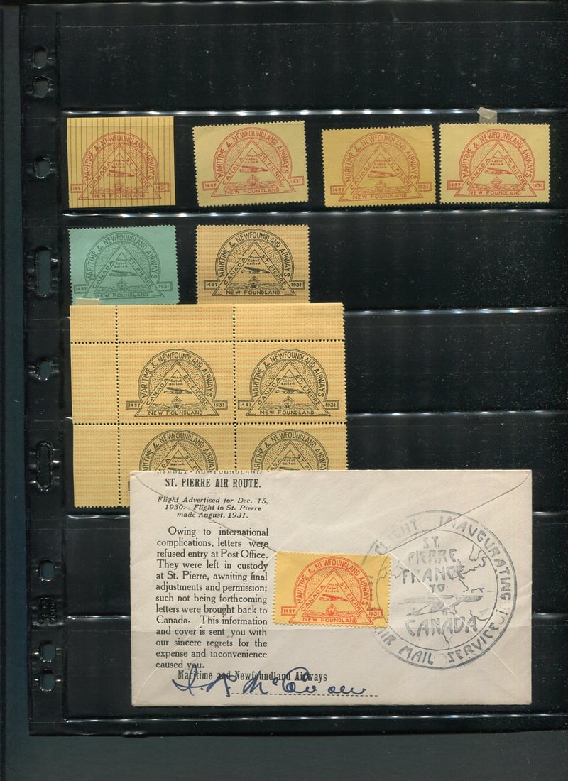 Canada Air-Post Semi-Official Issue, Maritime & Newfoundland Airways, 1931, an Unlisted Group (1 of 1)