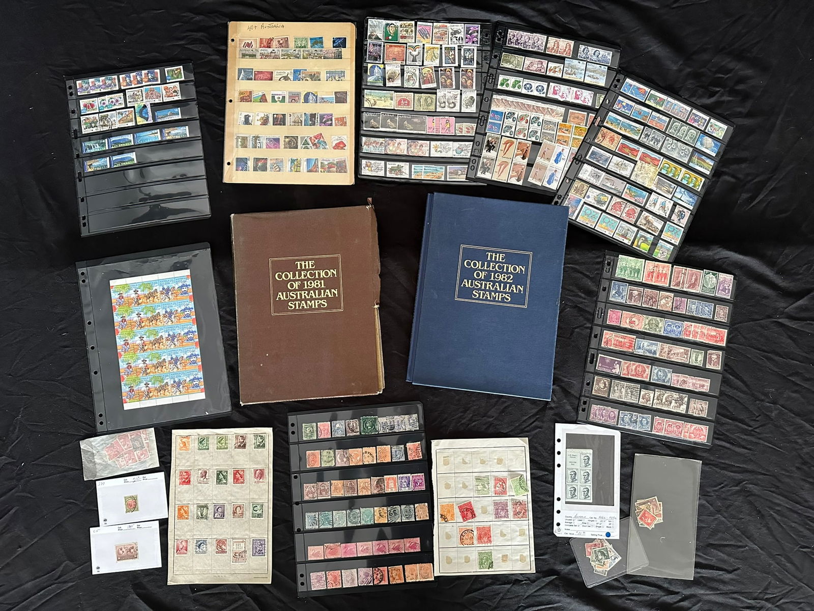 Australia and States 1890 to 1982, a MH/MNH and used selection on leaves and in packets, with year (1 of 5)