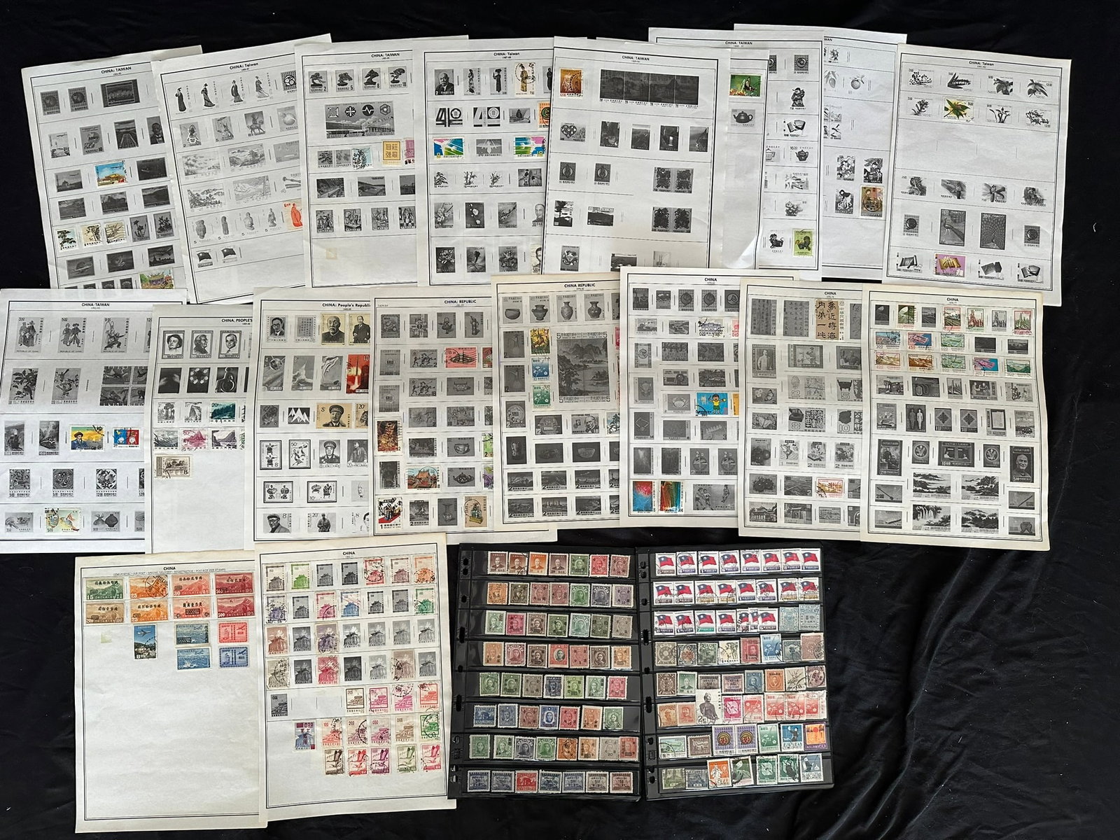 China 1898 to 1986 a used selection on leaves and stocksheets, some duplication, otherwise f-vf: China 1898 to 1986 a used selection on leaves and stocksheets, some duplication, otherwise f-vf