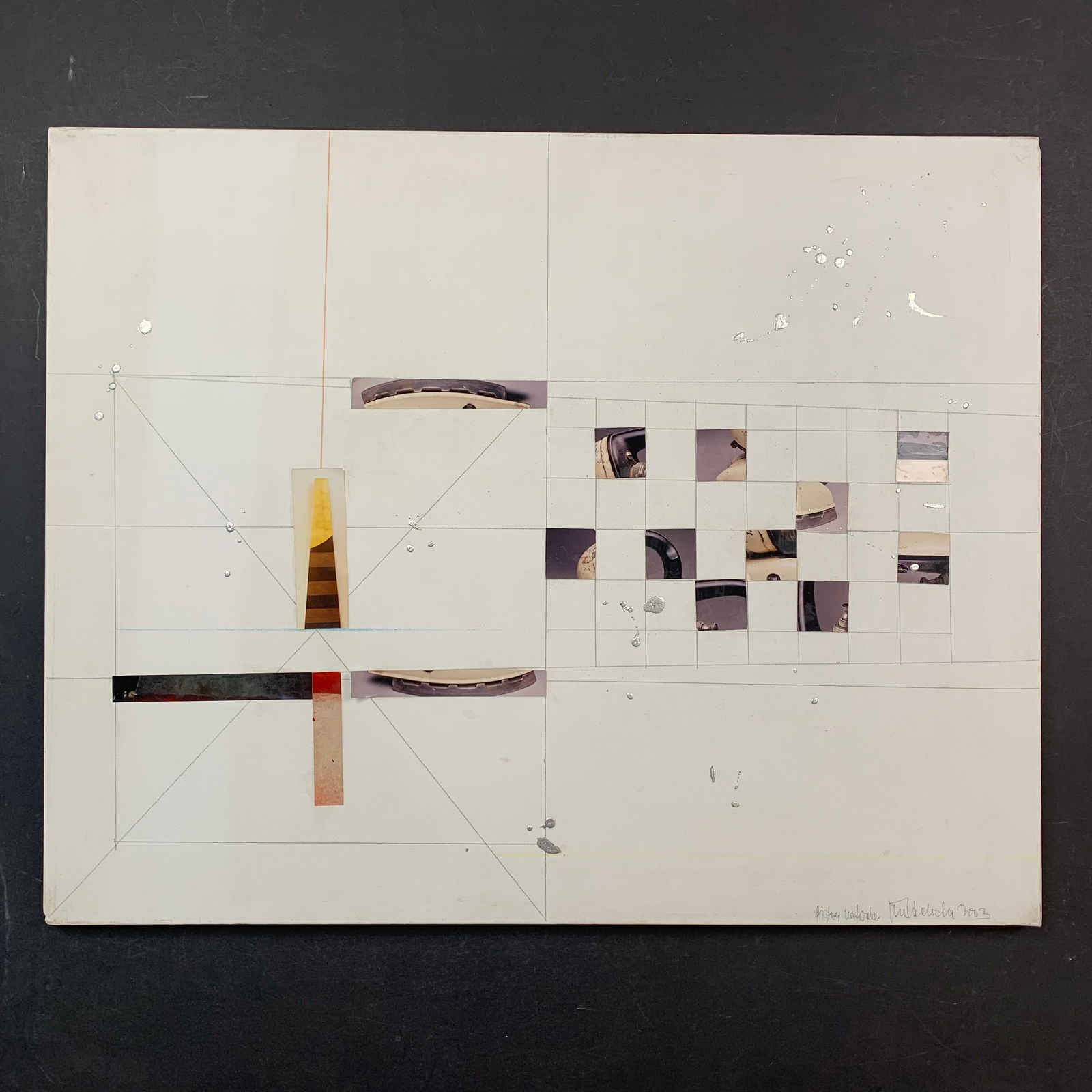 Jiri Ladocha, Untitled, Original Mixed Media on Canvas: Jiri Ladocha, Untitled, Original Mixed Media on Canvas. A mix of paint, pencil and segments of cut-out photos. This piece is signed in the lower right and is in very good condition. Image: 24" x 30".