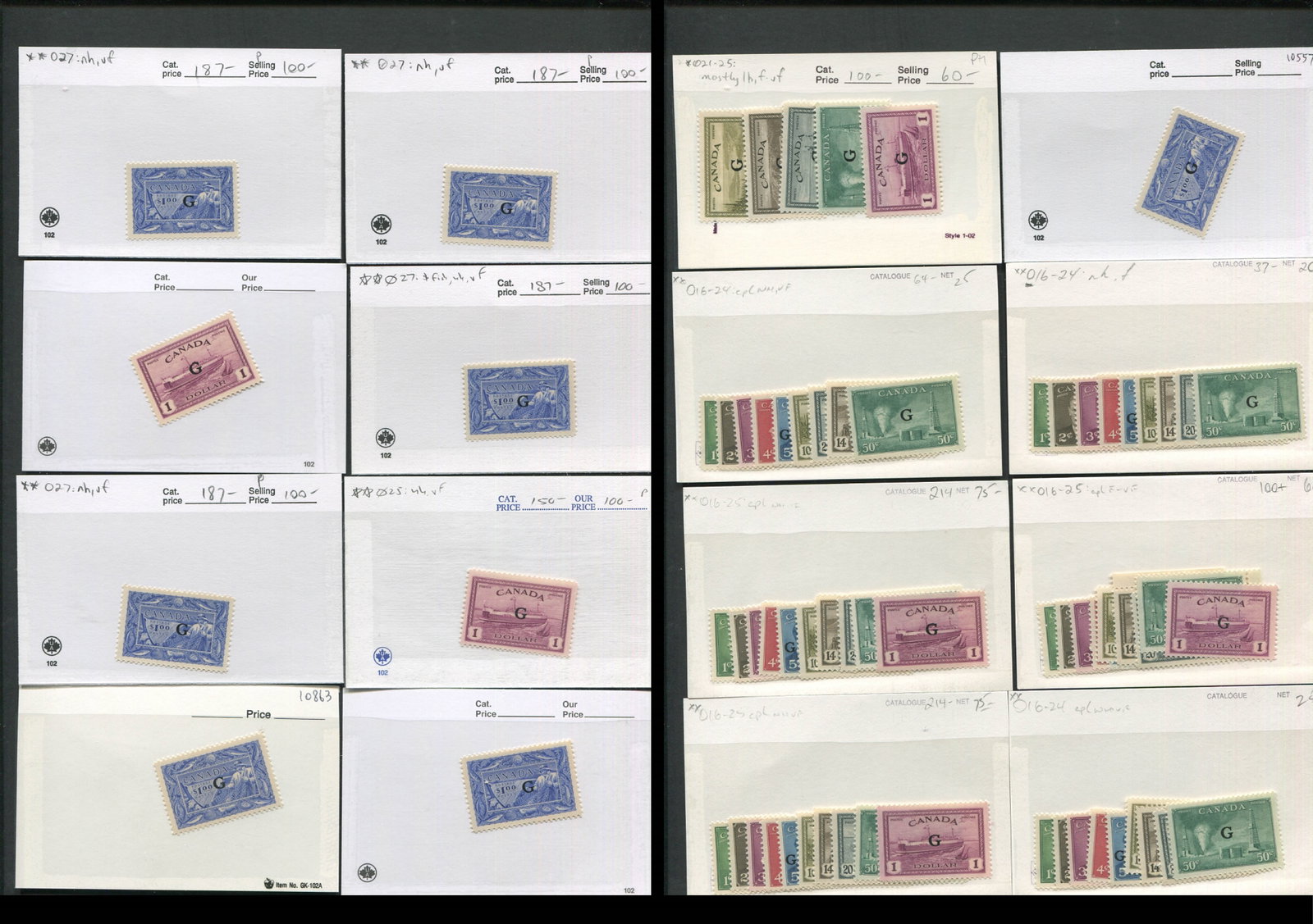 Canada Officials 1950, #O1 / O27, a MNH / MH group in sets and singles, Unitrade value $1819 CND,: Canada Officials 1950, #O1 / O27, a MNH / MH group in sets and singles, Unitrade value $1819 CND, ($1328 USD), appears f-vf