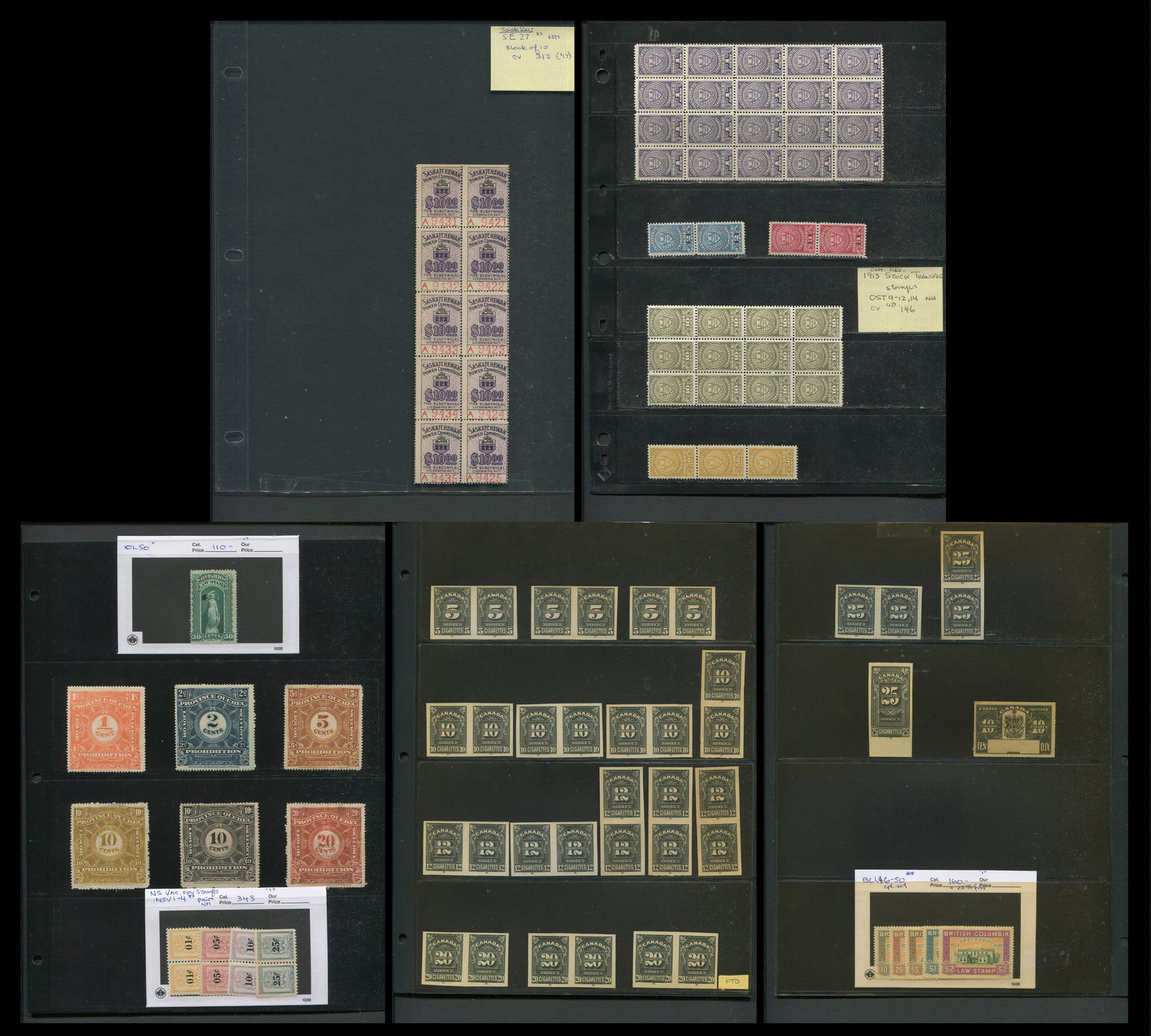 Canada Revenues Unused Group of 6 (1 of 6)