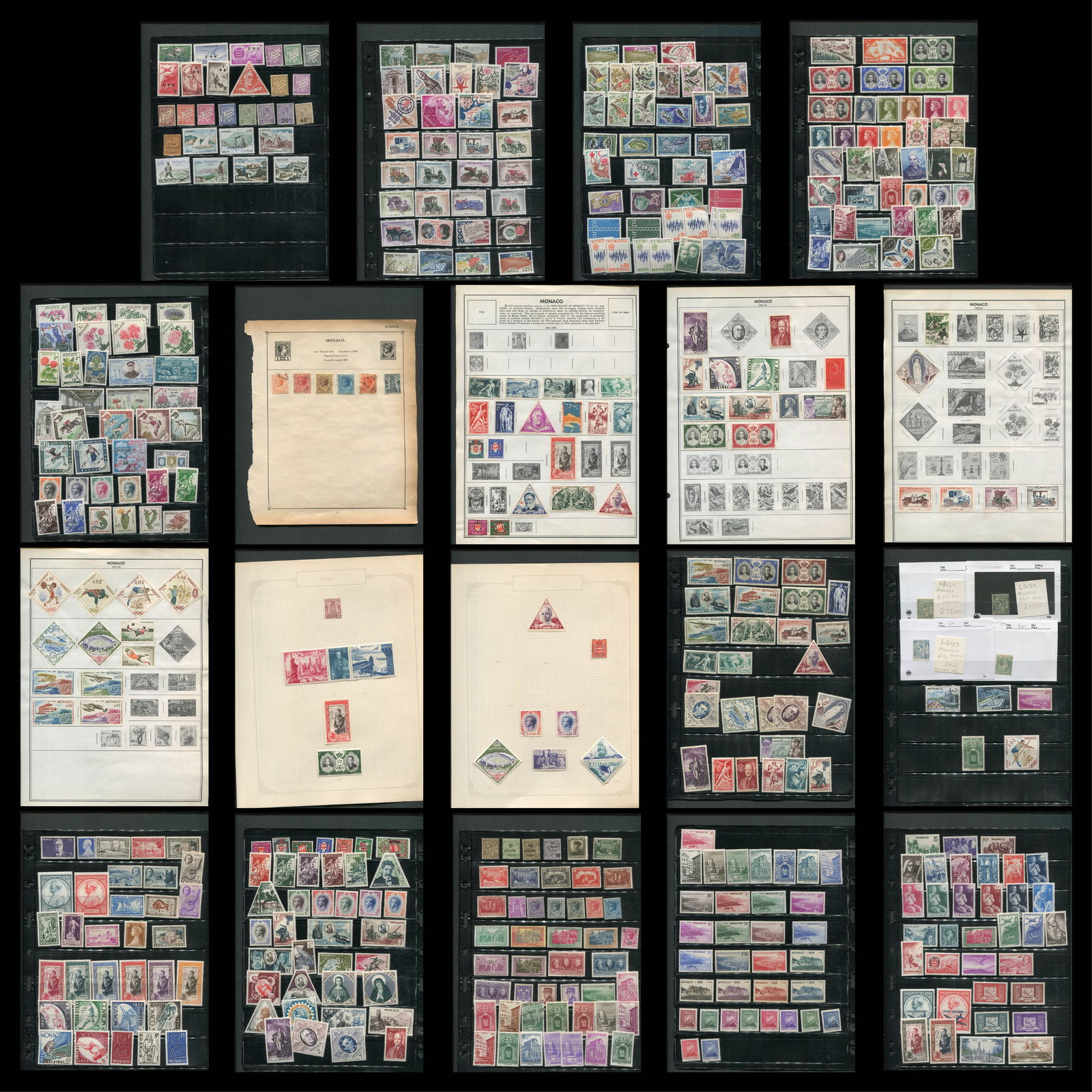 Monaco 1865 - 1966, #6 / #454, a MH and MNH accummulation on stocksheets, Scott value $1720+, (1 of 10)