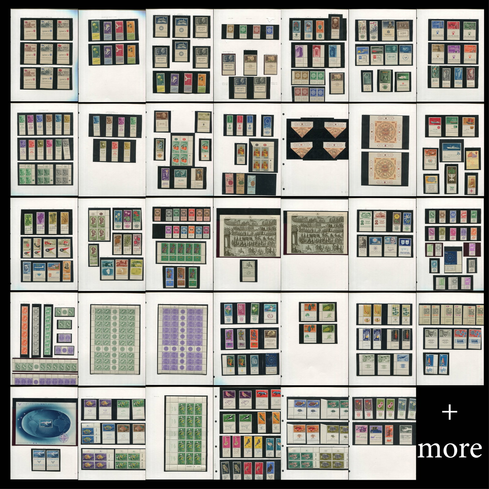 Israel 1952-1960 #62-#271a MNH with Tabs: Israel 1952-1960 #62-#271a complete MNH with Tabs. #62-#65 with narrow, medium and wide tabs, #66-#69 with various colour shifts, #70-72 with narrow, medium and wide tabs, a few 1950's plate blocks, #