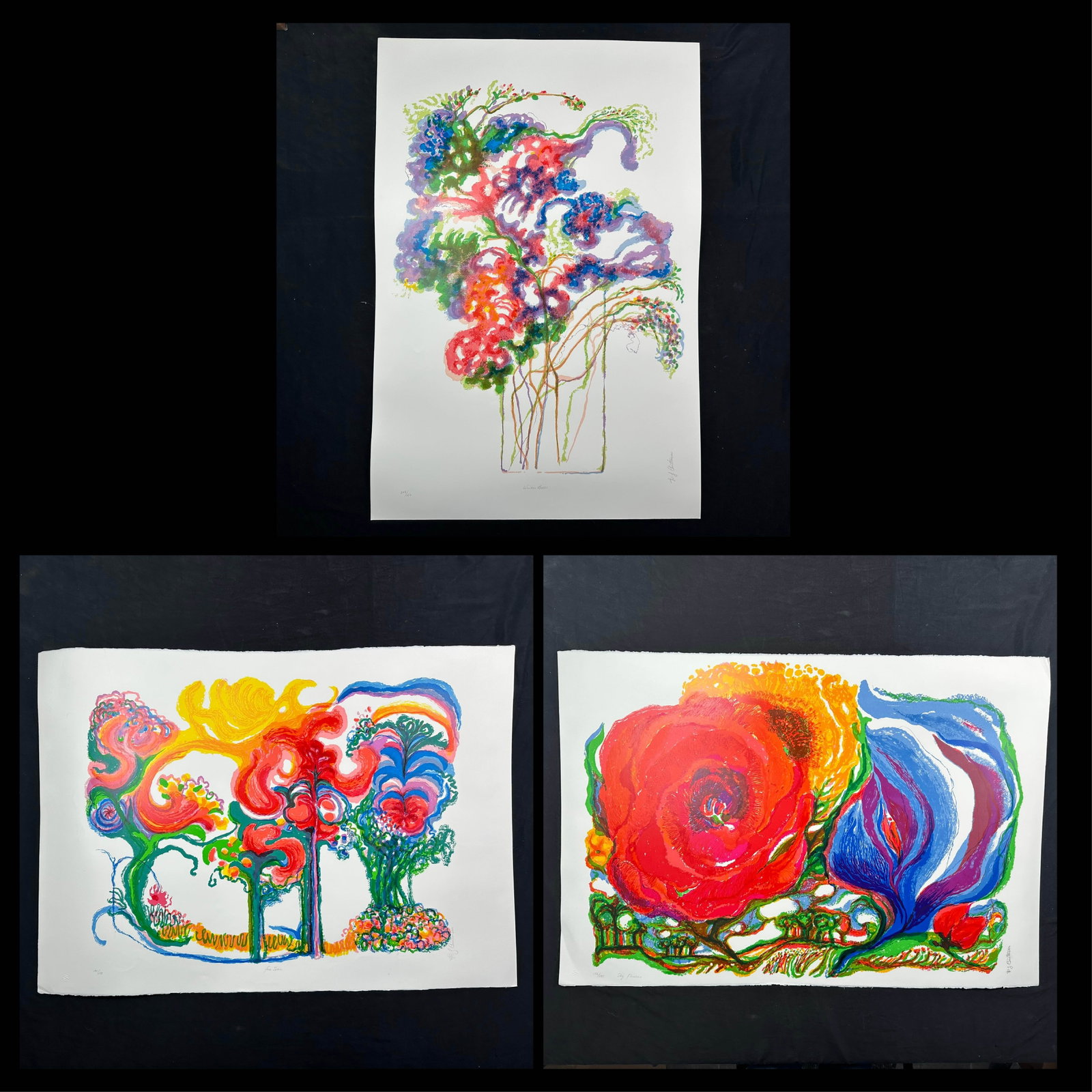 R.J. Christensen Limited Edition Prints: R.J. Christensen's "Sky Flowers" limited edition print, signed lower right, titled and numbered 185/295 lower left. R.J. Christensen's "Winter Bells" limited edition print, signed lower right, titled 