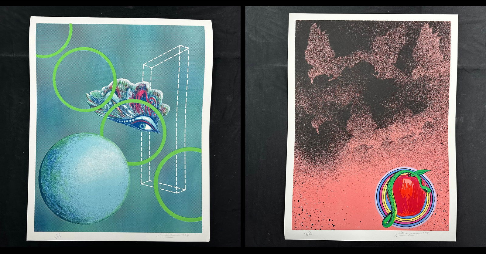 Rita Simon Limited Edition Prints: Rita Simon's "Garden of Eden" limited edition print, signed lower right and numbered 213/300 lower left. Rita Simon's "Reflected Landscape (Blue Moon)" limited edition print, signed lower right and nu