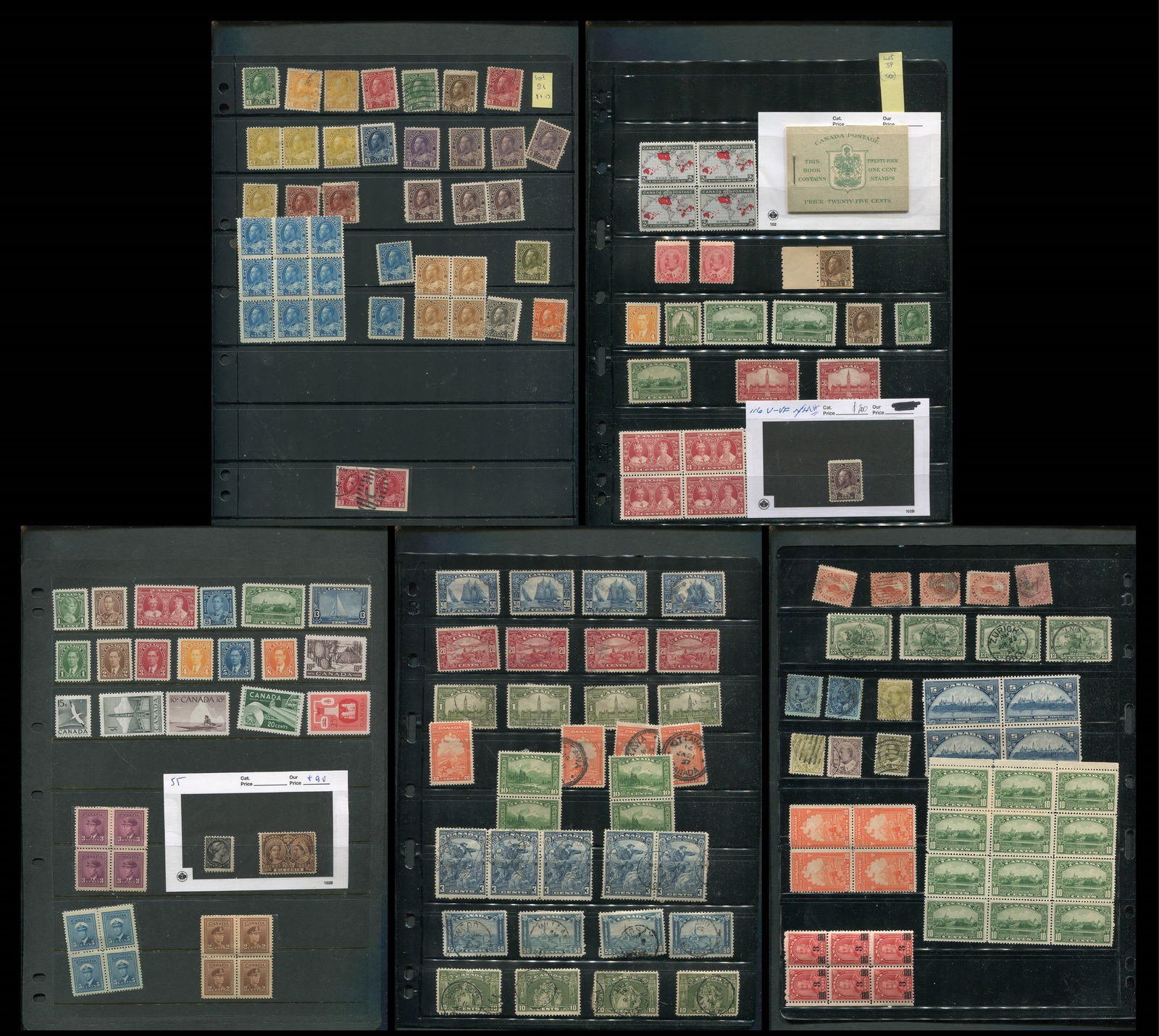 Canada, 1870-1956, Mint NH, H, used. Cat. $2450 (1 of 6)
