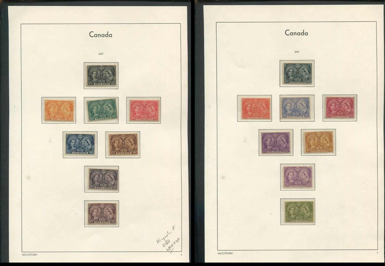 Canada Jubilee Issue, 1/2c - $5 complete, MH, fine, Unitrade Cat. $6160.00, USD $4300: Canada Jubilee Issue, 1/2c - $5 complete, MH, fine, Unitrade Cat. $6160.00, USD $4300,.00, good colour, a clean lot.