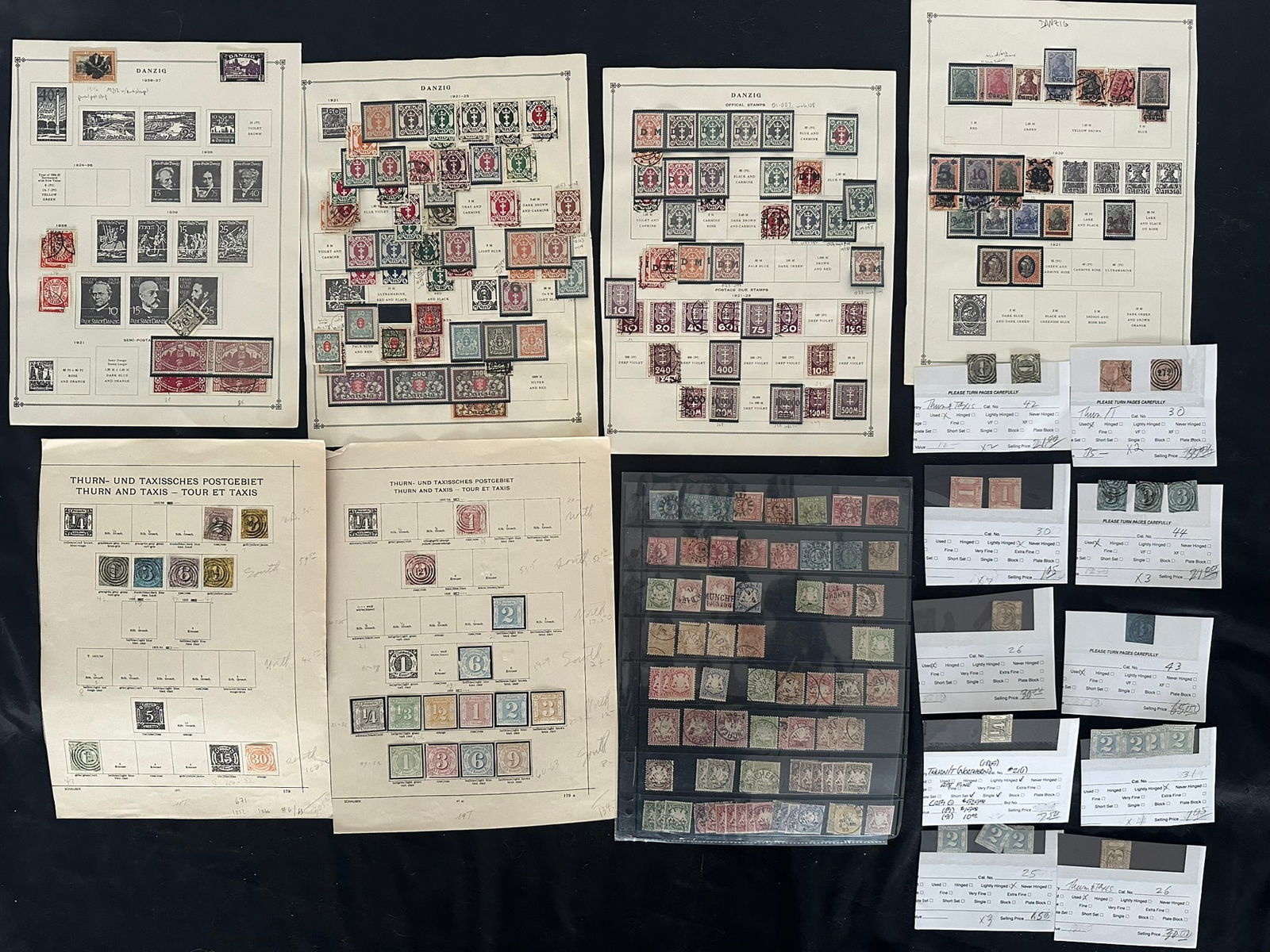 German States 1852 -1921, a Mh and used accumulation on leaves and stockcards, include Thurn and (1 of 7)