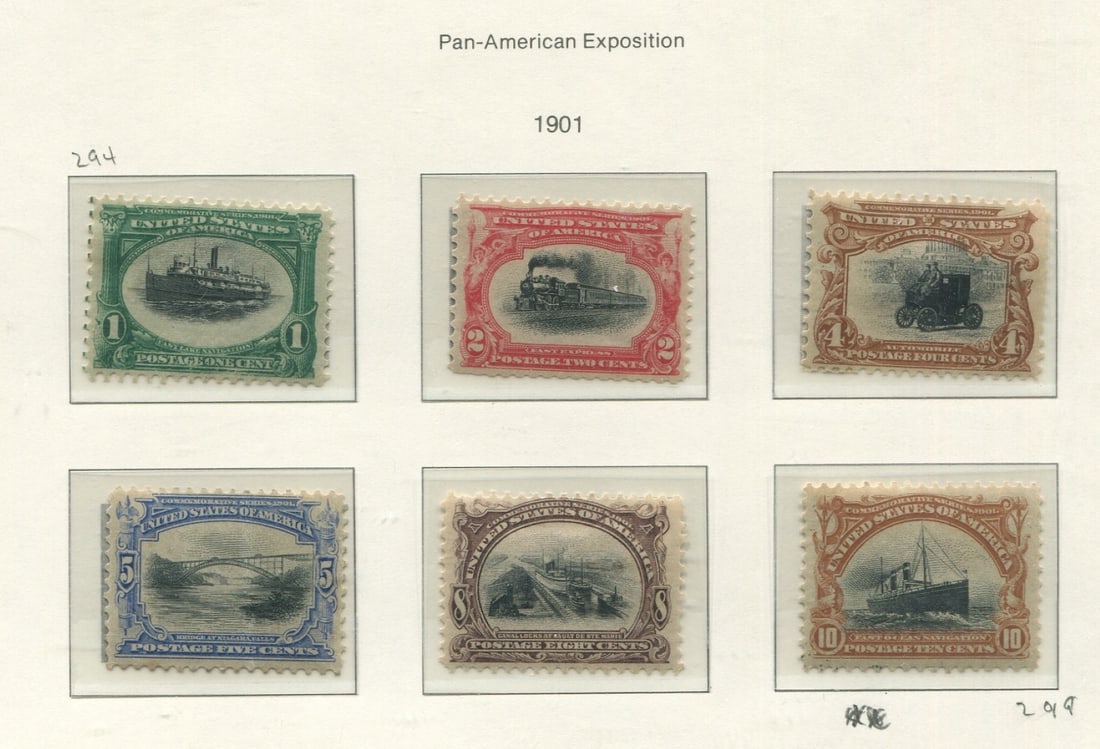 USA 1901 Pan-American Exposition Issue, MH, NH(1) complete, Cat $593 (1 of 2)