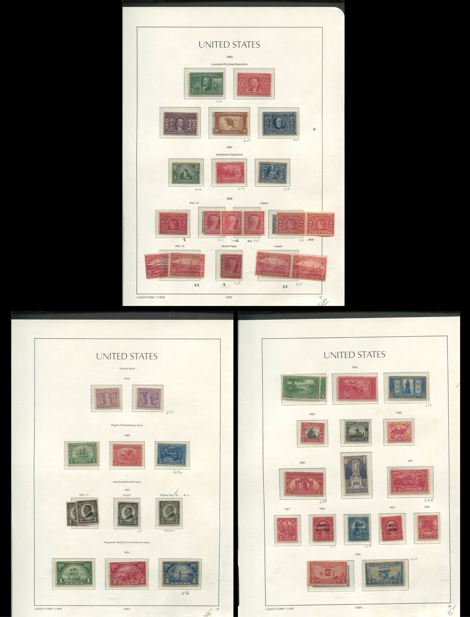 USA 1904/1928, MH/MNH, includes 1904 Louisiana Purchase Exposition, 1907 Jamestown Exposition, etc, (1 of 4)