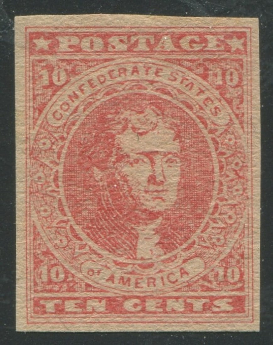 Confederate States #5 10c Carmine Rose Unused NG: Confederate States #5 10c Carmine Rose, F-VF, Unused NG. Scott- $2,650.