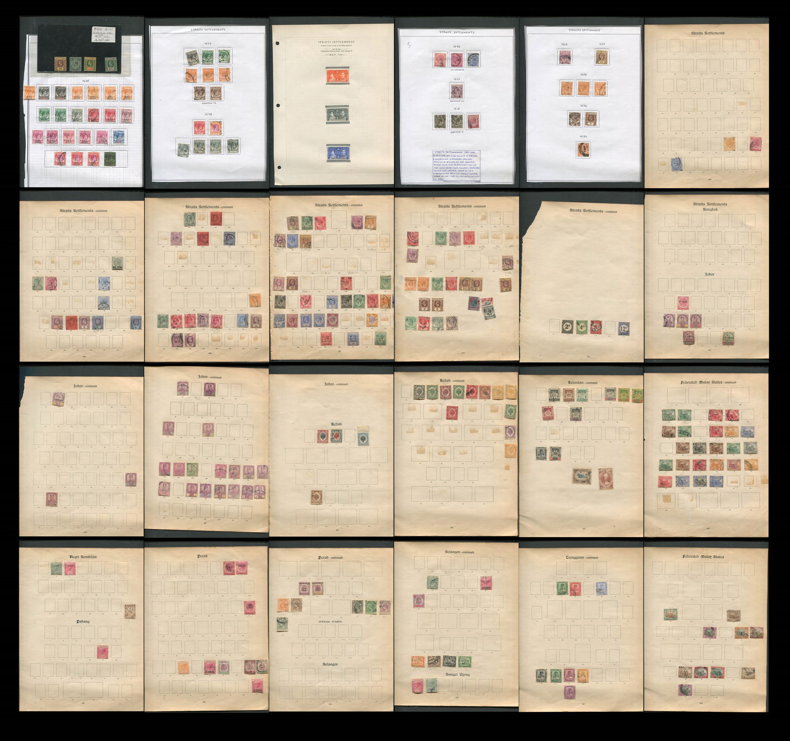 Straits settlements 1883 - 1945, a mainly used accumulation on leaves, Scott value $431, appears (1 of 5)