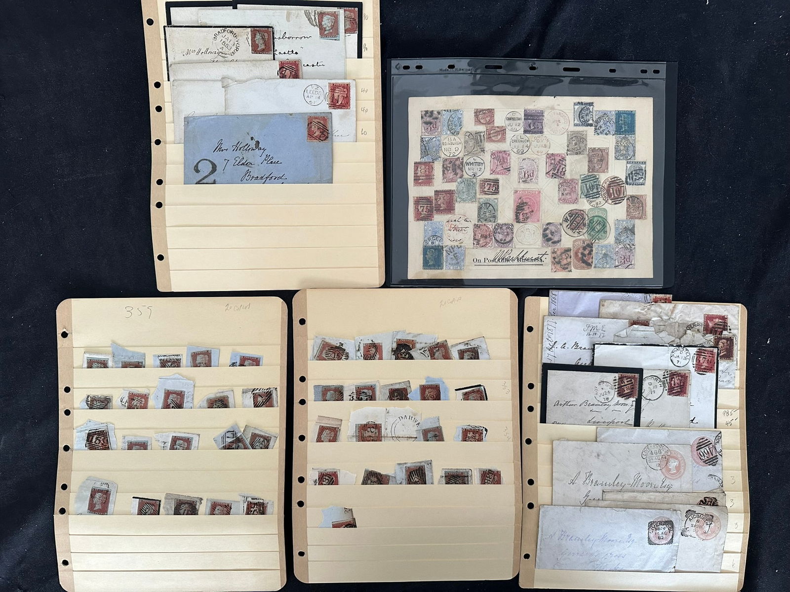 Great Britain, small collection of Penny reds, on pieces and covers, est. Cat. $1600 (1 of 6)