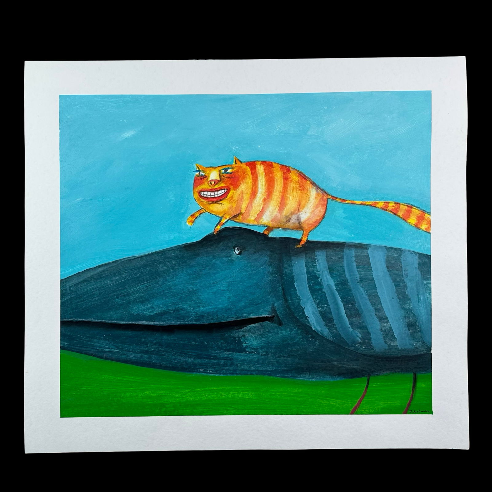 Jerzy Kolacz, Untitled, "Cat on Bird" Original (1 of 1)