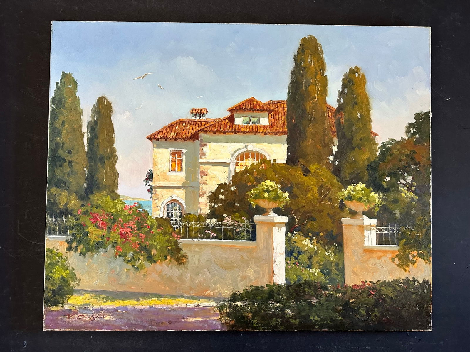 Vadim Dolgov's "Tuscan Villa" Original: Vadim Dolgov's "Tuscan Villa" original acrylic on canvas, signed lower left. Professionally stretched over a stretcherboard. Image: 24" x 30". Canvas: 24" x 30".