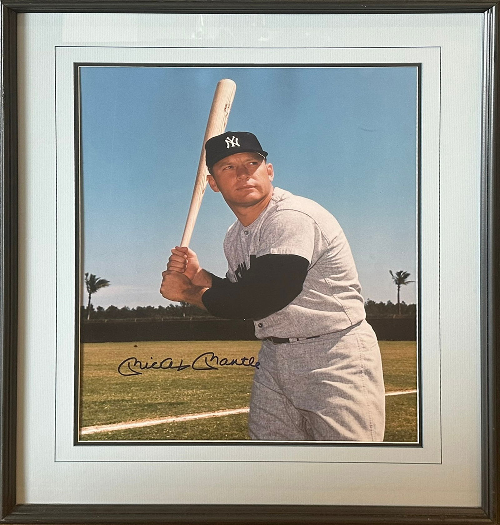 Authenticated Mickey Mantle Autographed New York Yankees Photo - Framed 28" x 23" Display with COA (1 of 3)