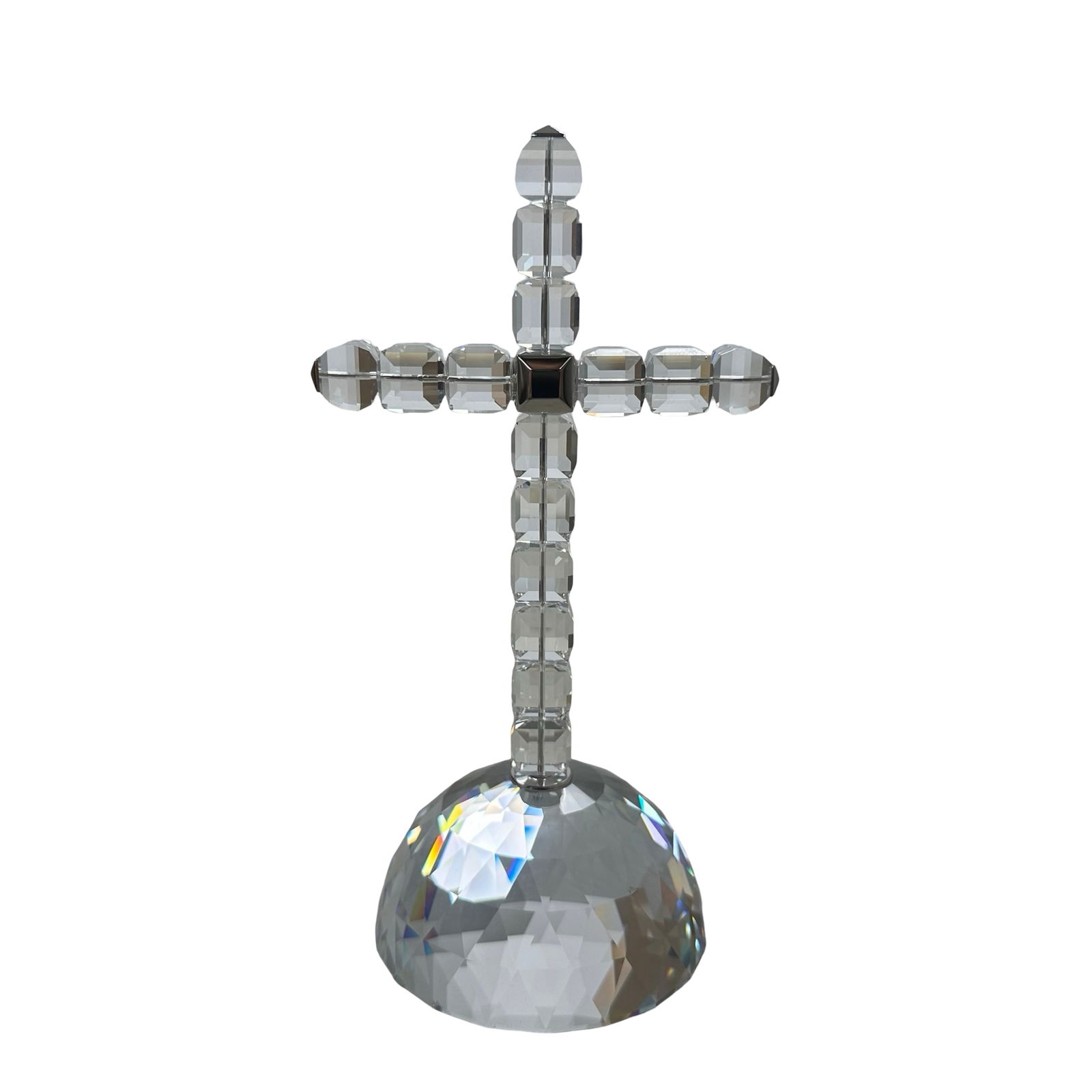 Swarovski Crystal Cross Figurine with Original Box - Rare Retired Religious Collectible, Excellent: Celebrate elegance and faith with this stunning Swarovski Crystal Cross figurine, a retired and rare collectible that embodies exceptional craftsmanship and timeless beauty. This exquisite piece featu