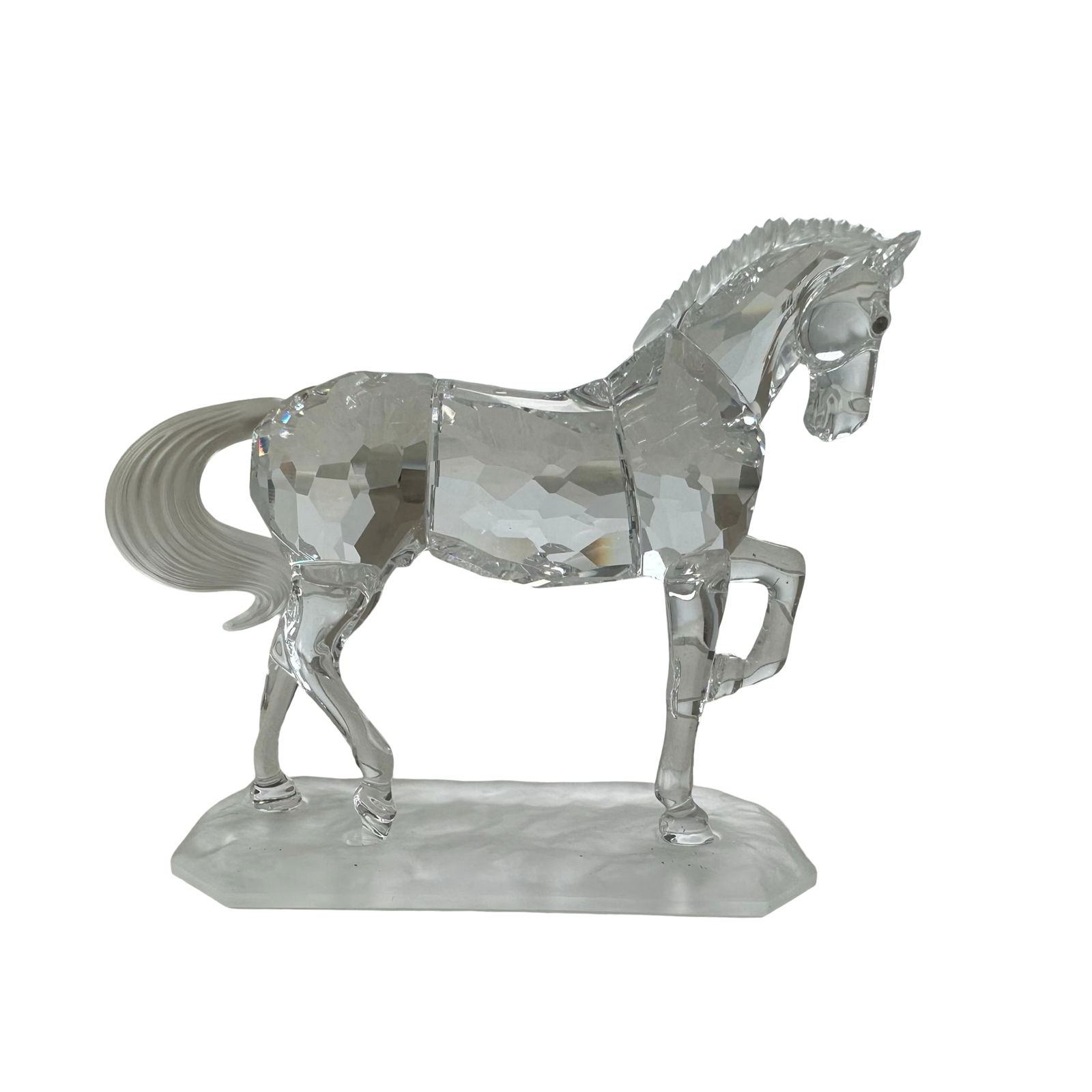 Swarovski Crystal Proud Stallion Horse Figurine #945710 with Box & Certificate - Elegant Collectible: Bring timeless elegance and sparkling sophistication to your collection with this stunning Swarovski Crystal “Proud Stallion” Horse Figurine (Swarovski #945710 / 9100 000 126). First introduce