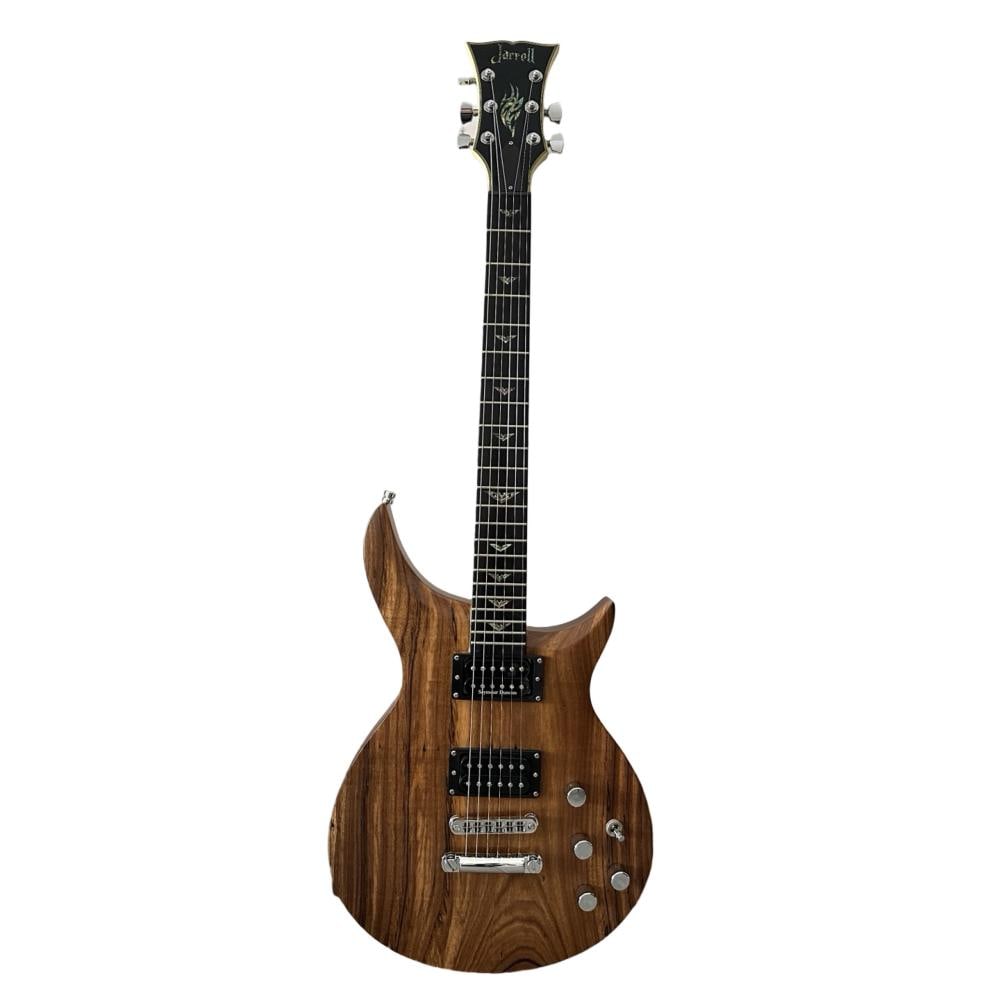Jarrell #JZS-3X Brand New Electric Guitar: Jarrell #PLZ Arch Top brand new chambered body electric guitar, Serial Number JC0017, with a zebrawood top and mahogany back. Includes Sperzel tuners, Seymour Duncan pickups, Tone Pros bridge, abalone