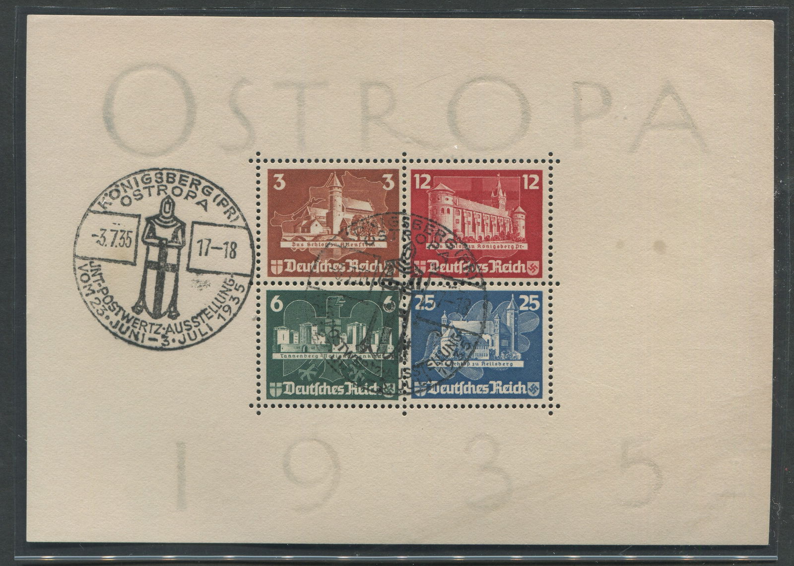 Germany - Semi Postal 1935 #B68, a used Souvenir Sheet, with a 2023 Schlegel cert, Scott value $875, (1 of 3)