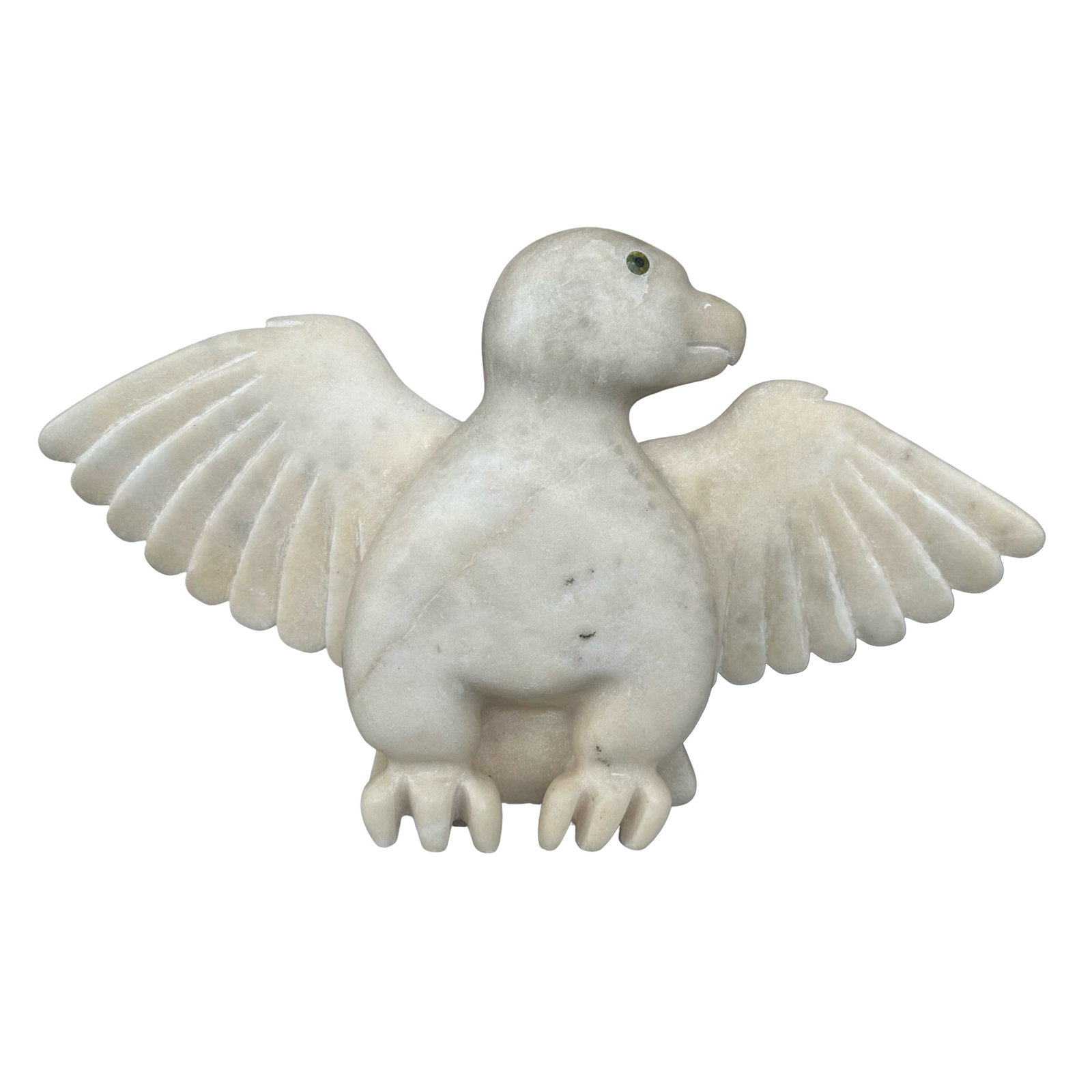 Inuit Stone Carving - “Owl" by Toonoo Sharky - Cape Dorset 2024 - Hand-Carved Marble Sculpture -: This exceptional Inuit stone carving, titled “Owl”, is a masterful example of contemporary Northern Canadian art by acclaimed Inuk sculptor Toonoo Sharky from the renowned community of Cape Do