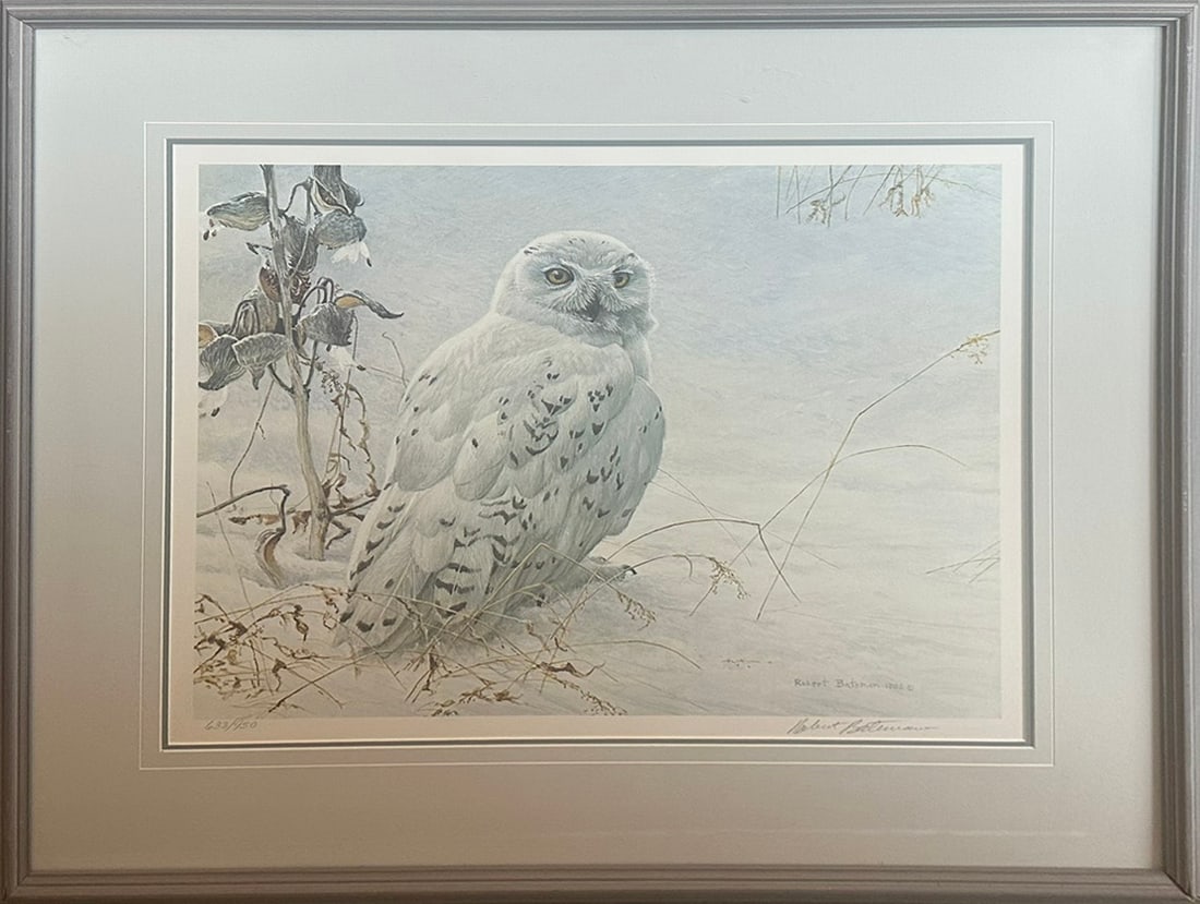 Robert Bateman (Canadian, b. 1930) - Snowy Owl and Milkweed - Limited Edition Print 633/950 - 1986 (1 of 3)