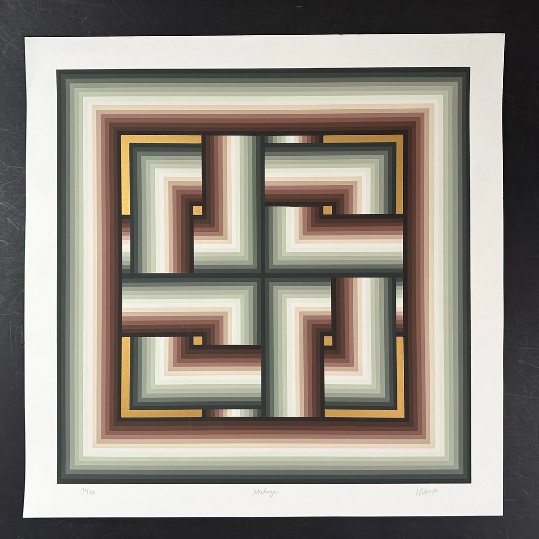 Jurgen Peters' "Interchange" Limited Edition Print: Jurgen Peters' "Interchange" limited edition print, signed and dated lower right, titled lower middle, and numbered 130/250 lower left. Image: 23 3/4" x 23 3/4". Paper: 27 1/2" x 27 1/2".