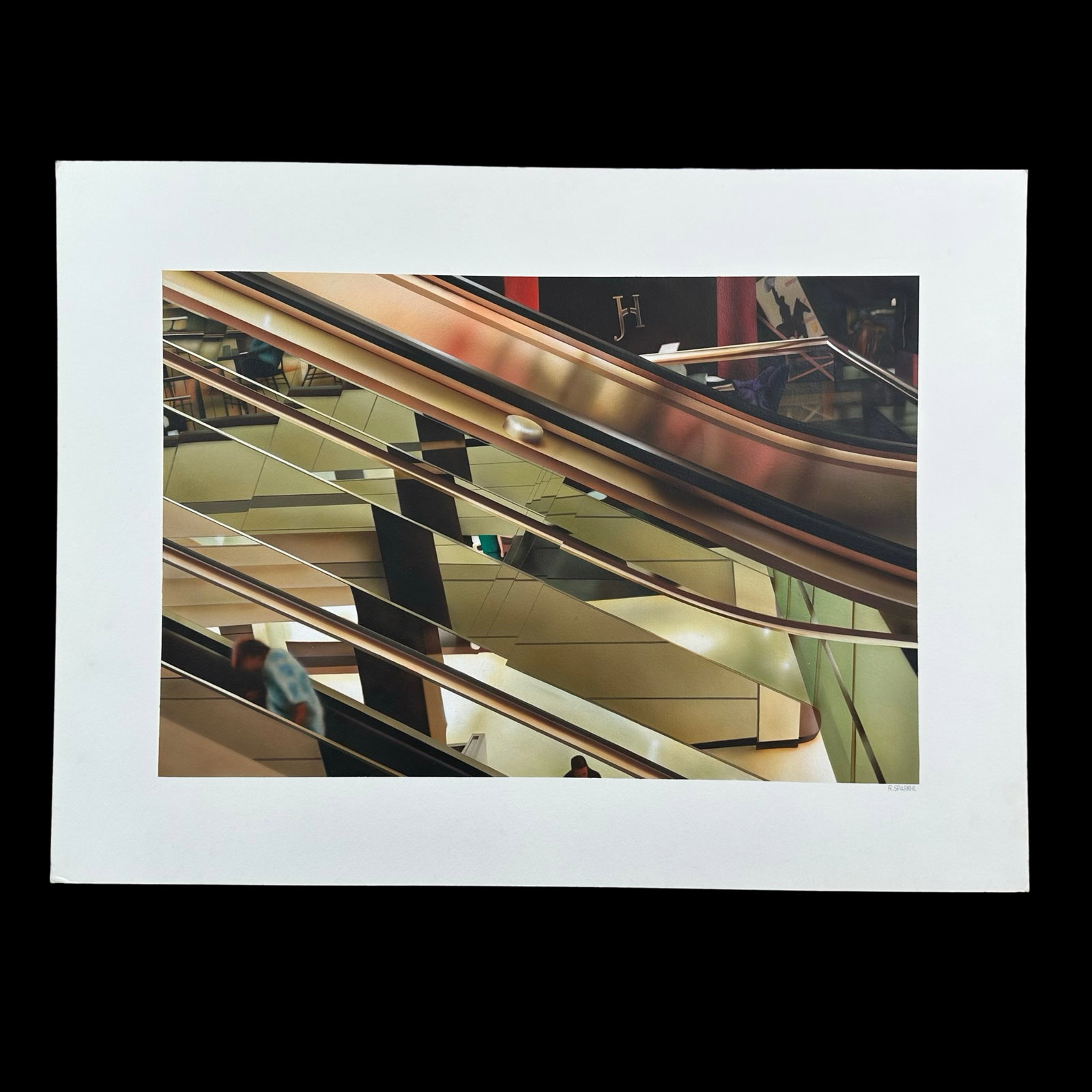 Rudy Sparkuhl, Untitled, "Escalator" Original: Rudy Sparkuhl, Untitled, "Escalator" original on artist board, signed lower right. Image: 12" x 18".
