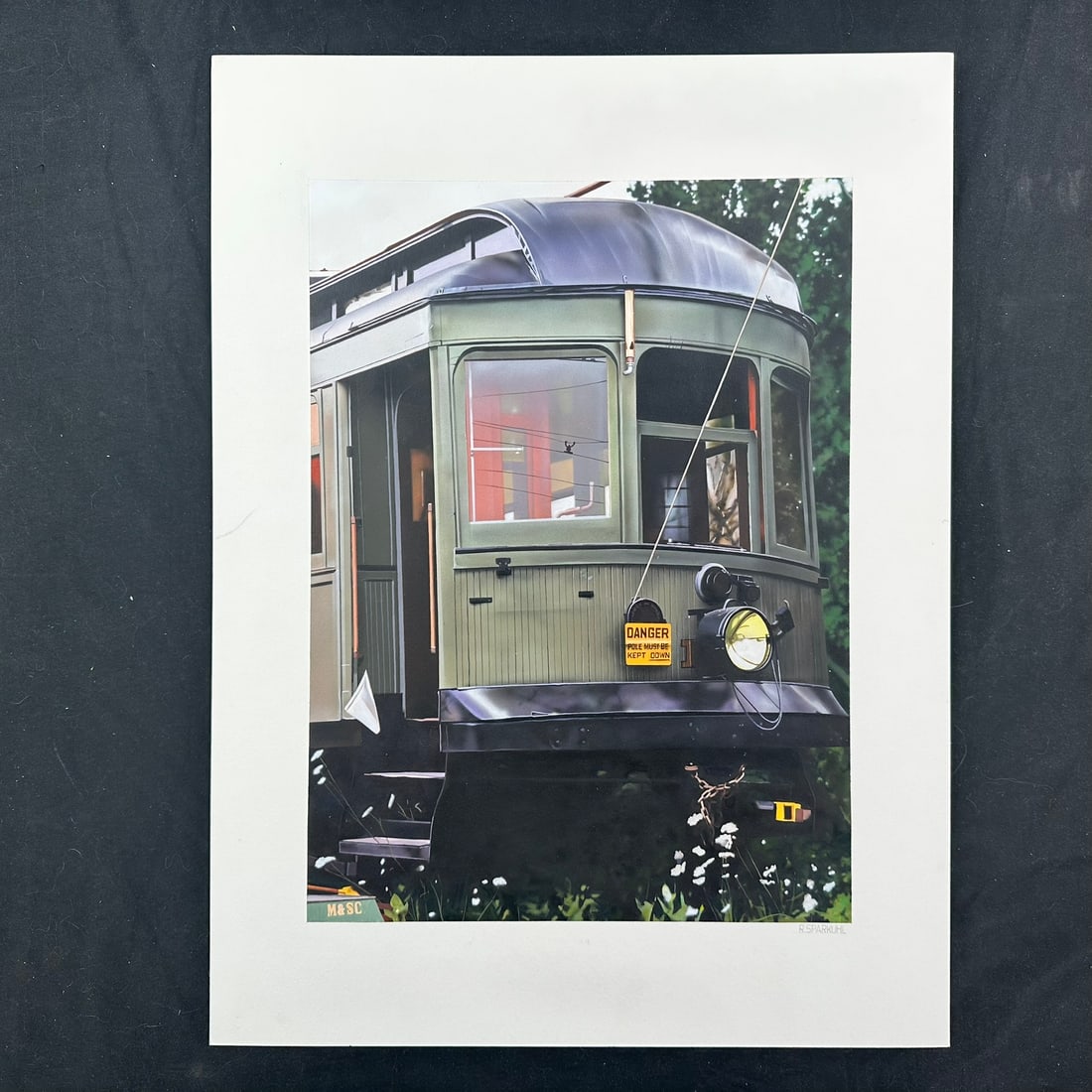 Rudy Sparkuhl, Untitled, "M & SC Train" Original: Rudy Sparkuhl, Untitled, "M & SC Train" original on artist board, signed lower right. Image: 11" x 15".