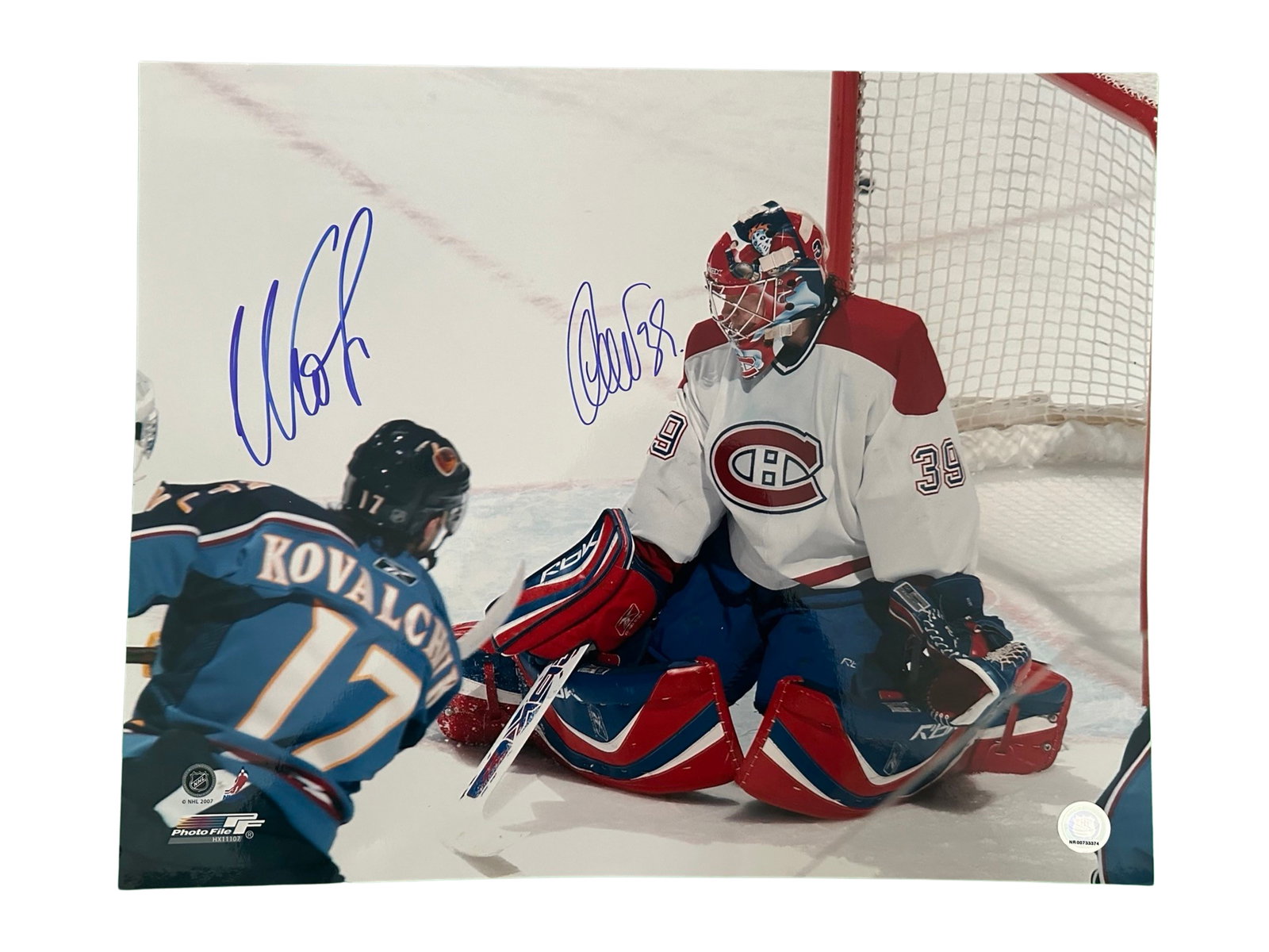 Ilya Kovalchuk & Cristobal Huet Signed Photo: An autographed photograph of Ilya Kovalchuk and Cristobal Huet during a game, as Kovalchuk is taking a shot and Huet has made the save. Sports Memorabilia, Autographs, Signatures, Collectibles, Hockey