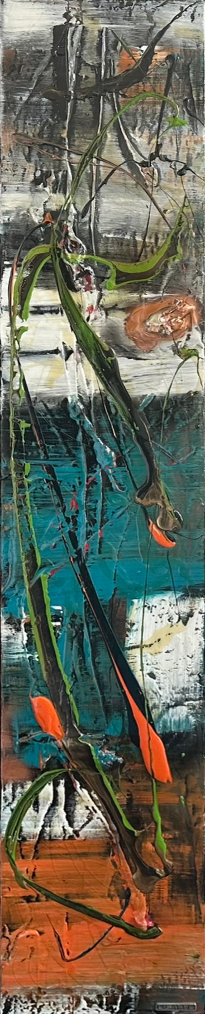 Lisabel - Feminine Touch II – Original Mixed Media Abstract Painting on Canvas - 72 x 12 in -: A commanding and sensuous work by celebrated Canadian contemporary artist Lisabel, Feminine Touch II is an exceptional example of her dynamic fusion of sculptural texture and luminous color. Executed