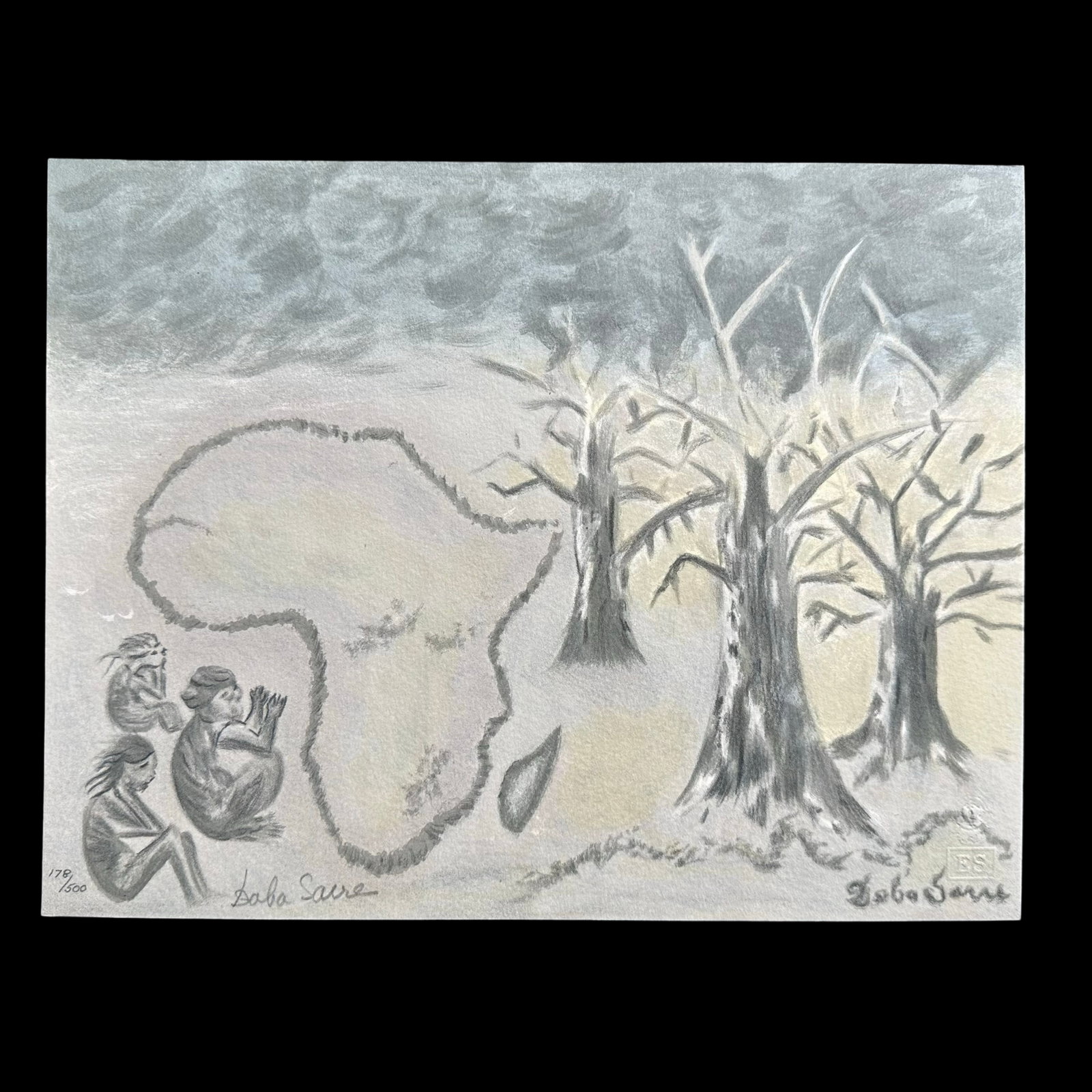 Madame Rokhaya Sarre's "Prayers for Africa" Limited Edition Print: Madame Rokhaya Sarre's "Prayers for Africa" limited edition print, signed and numbered 178/500 lower left. From the World Federation of United Nations Associations collection. Included with certificat