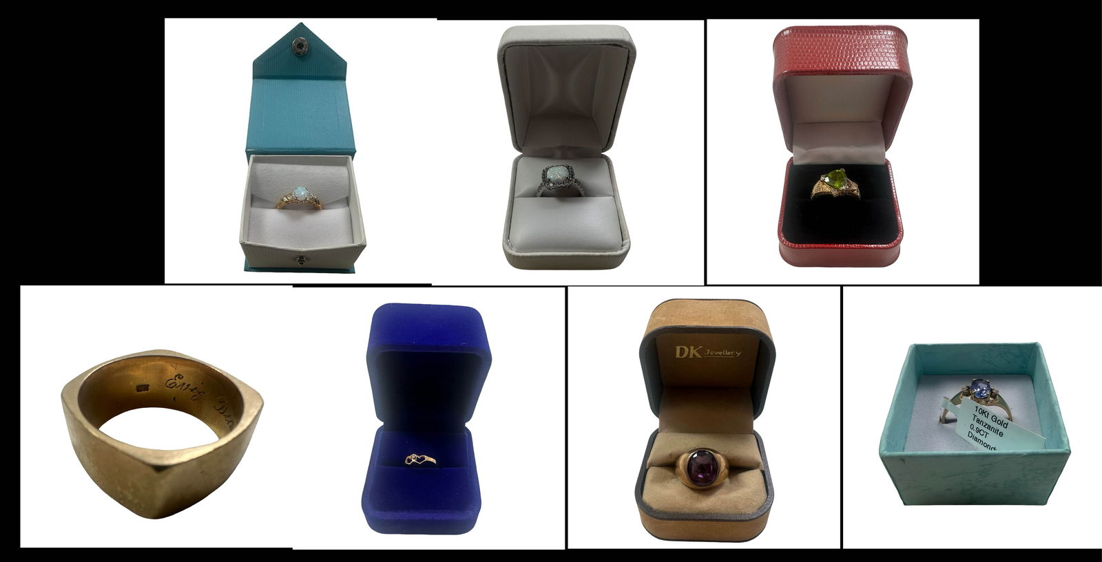 Fine Jewelry Estate Collection - 14K Gold Amethyst Ring, 10K Tanzanite and Diamond Ring, Opal and: This exceptional fine jewelry estate grouping presents a curated selection of gemstone and diamond rings in solid gold and sterling silver, spanning classic, romantic, and statement designs. Carefully