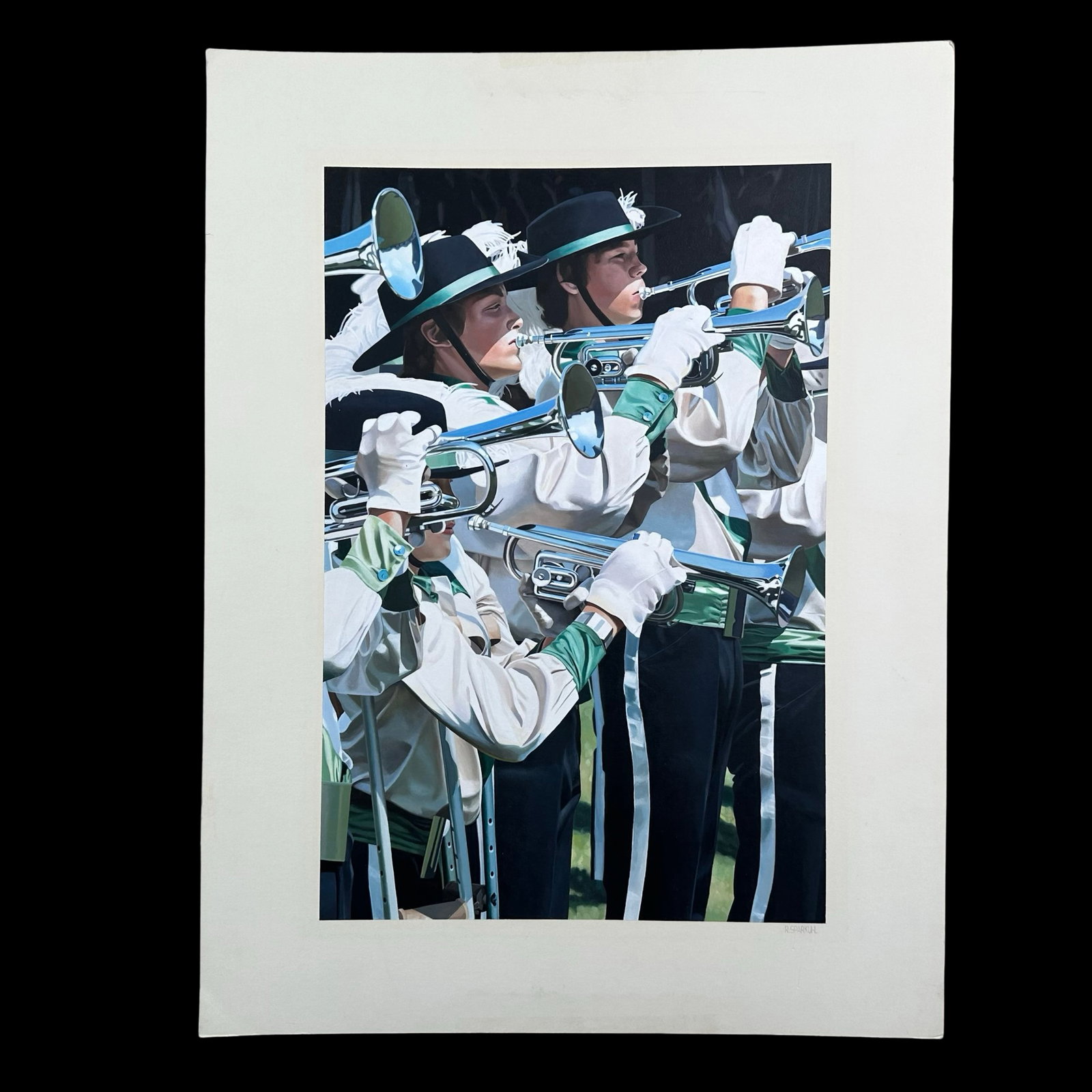 Rudy Sparkuhl, Untitled, "Music Band" Original: Rudy Sparkuhl, Untitled, "Music Band" original on artist board, signed lower right. 12" x 18".