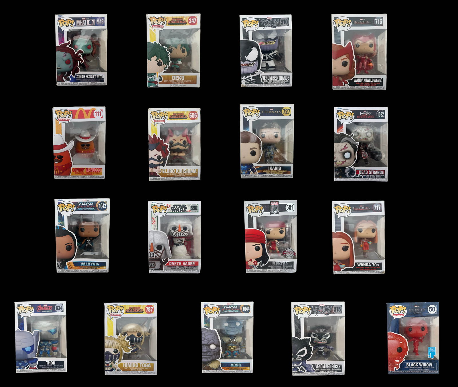 Funko Pop Collection of 17 Marvel Star Wars Anime and Ad Icons Figures - MCU WandaVision Venomized (1 of 6)