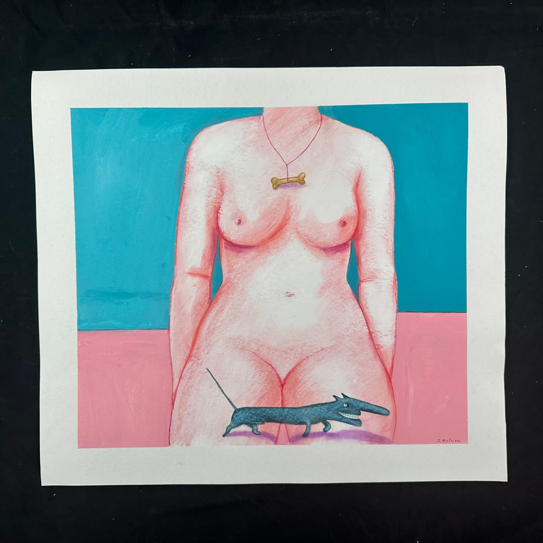 Jerzy Kolacz, Untitled, "Kitty Crossing" Original: Jerzy Kolacz, Untitled, "Kitty Crossing" original on paper, signed lower right. Paper: 22 1/2" x 25".