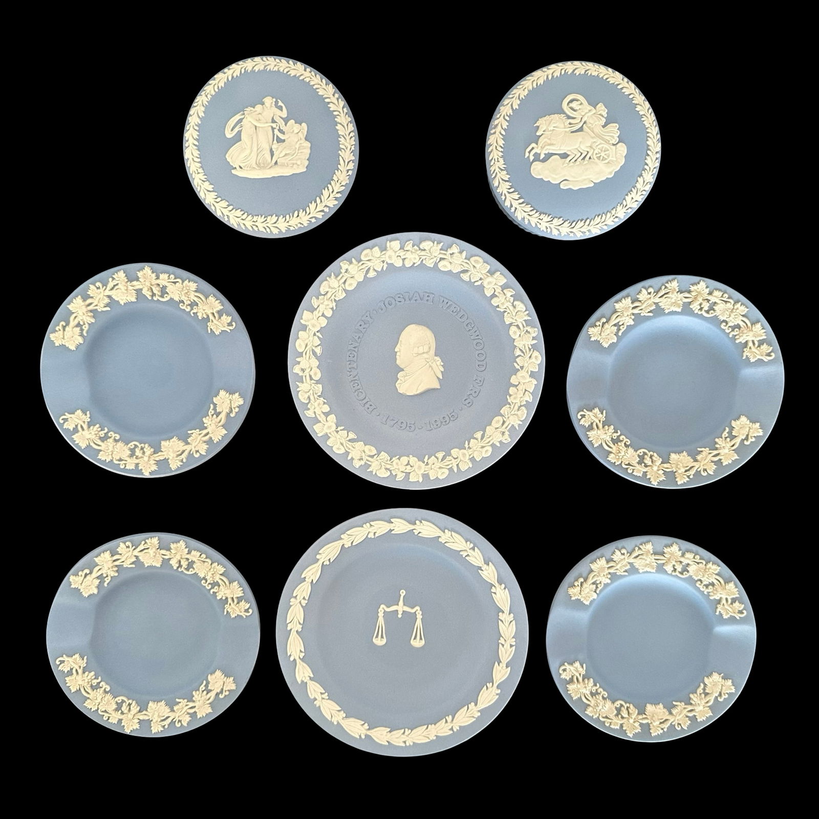 Wedgwood Blue Jasperware Collection with Boxes - 8 Pieces, Made in England: Two Round Lidded Trinket (1 of 3)