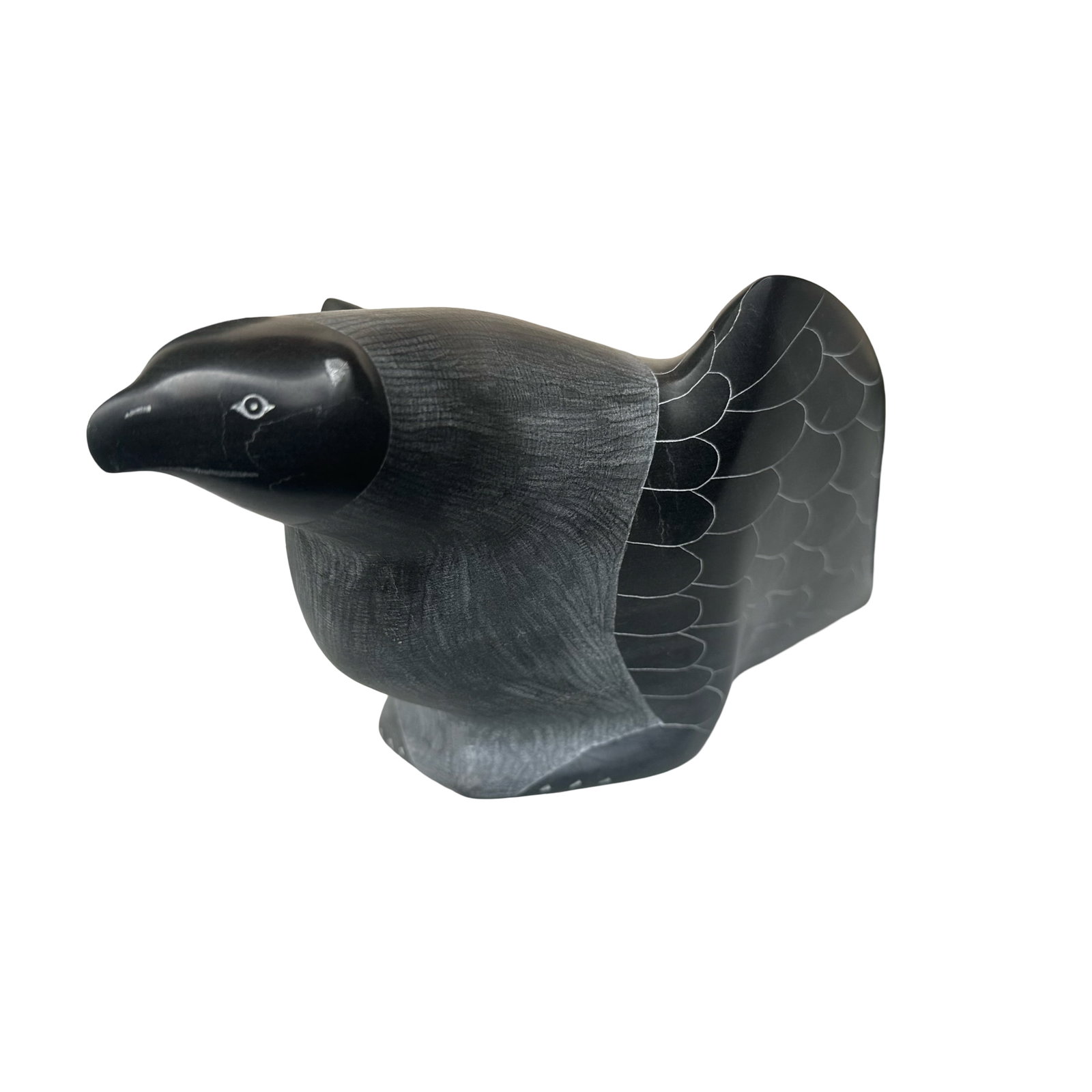 1970s Inuit Stone Carving - Bird by Upik, Sanikiluaq - Certified Authentic Canadian Indigenous: Offered here is a striking and beautifully executed mid-20th century Inuit stone sculpture titled “Bird” by the noted Inuk artist Upik of Sanikiluaq, located in Nunavut, Canada. This authentic