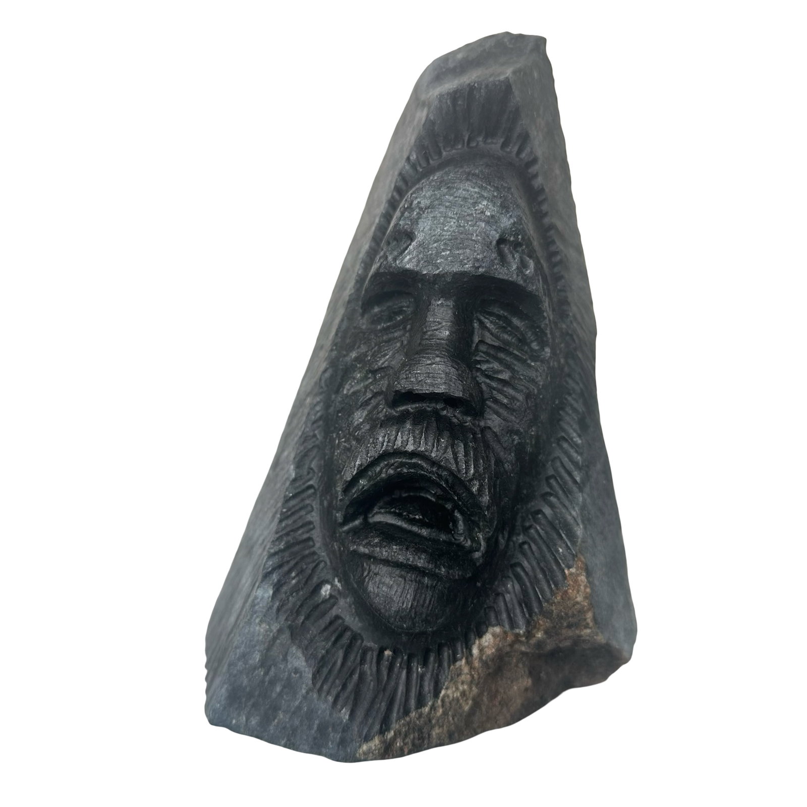Putuguk Ashevak - Face Inuk - 1992 Inuit Soapstone Sculpture from Taloyoak - Certified Government of (1 of 7)