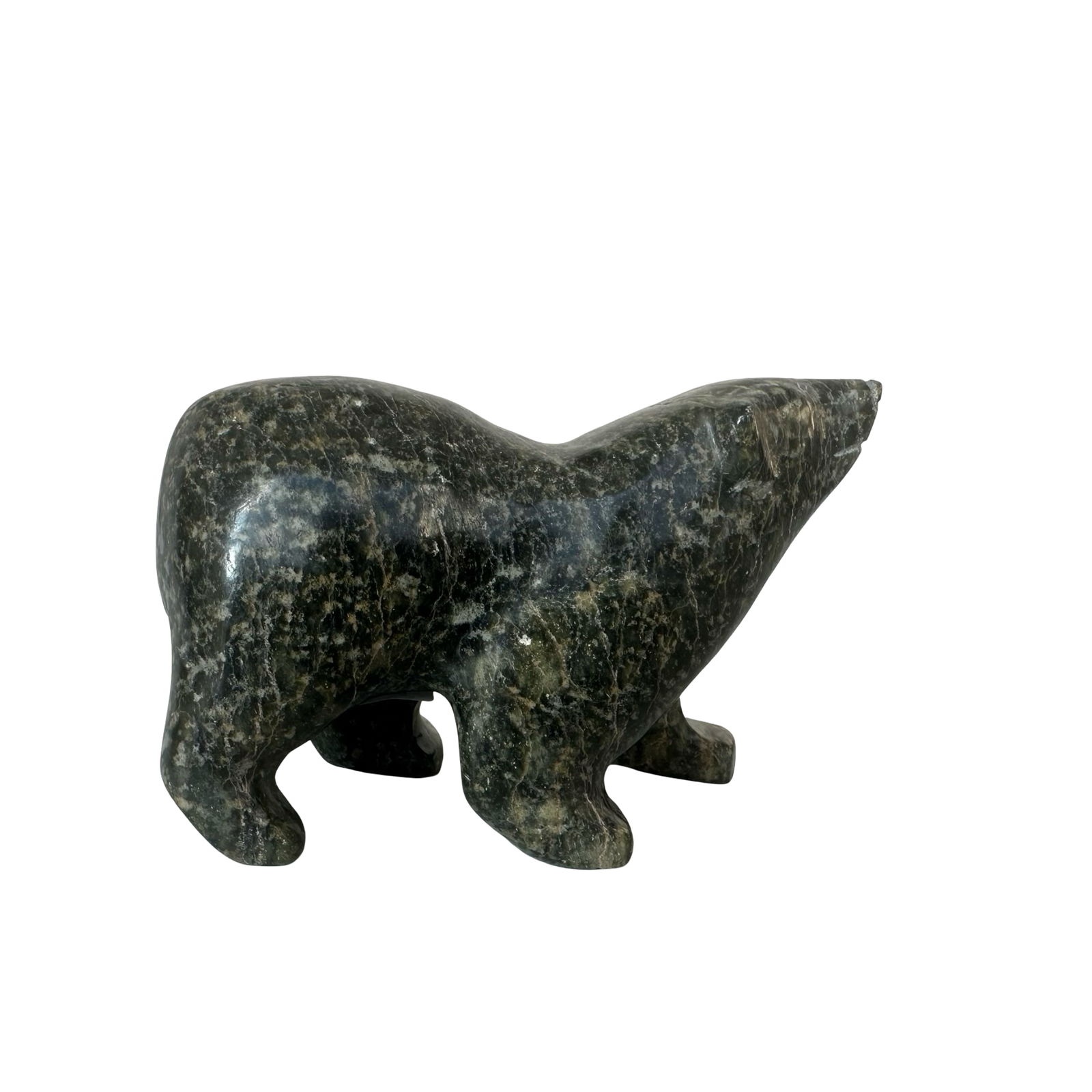 Malitu Akesuk - Bear, 2024 - Cape Dorset Inuit Serpentine Stone Carving - Certified Authenticity (1 of 7)