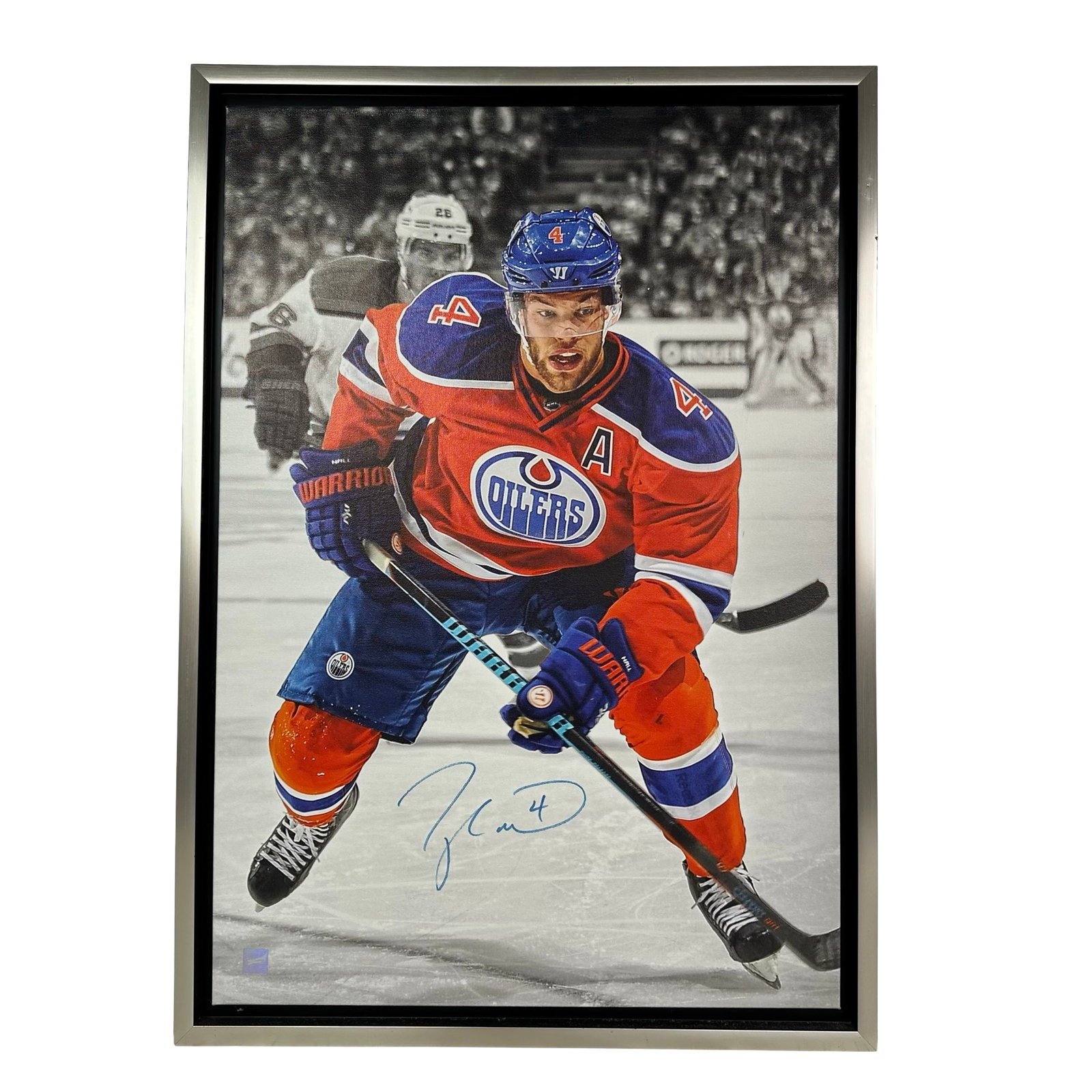 Edmonton Oilers Taylor Hall Signed Canvas: A signed canvas of Edmonton Oilers' Taylor Hall. Professionally custom framed in a floater frame. Included with a Frameworth COA. Sports Memorabilia, Autographs, Signatures, Collectibles, Hockey, NHL