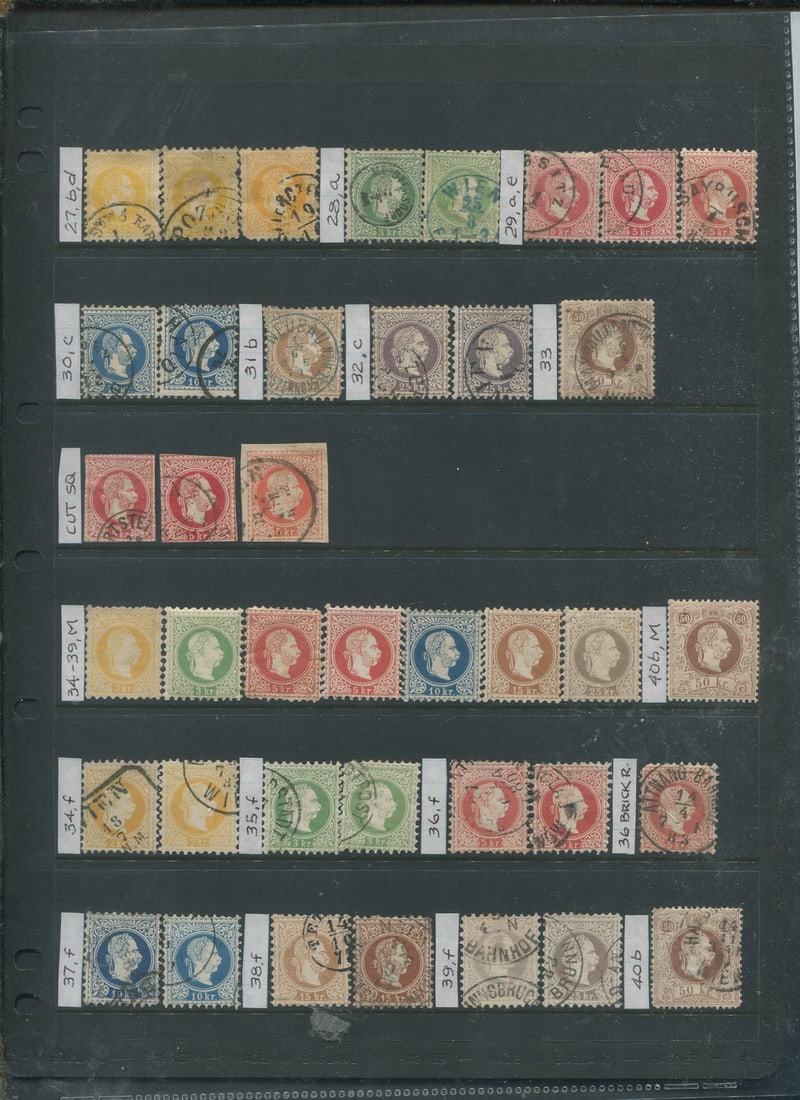 Austria - Austro-Hungarian Monarchy 1867 - 1880 #27 / #40b, a Mh and used selection of 39 stamps, (1 of 1)